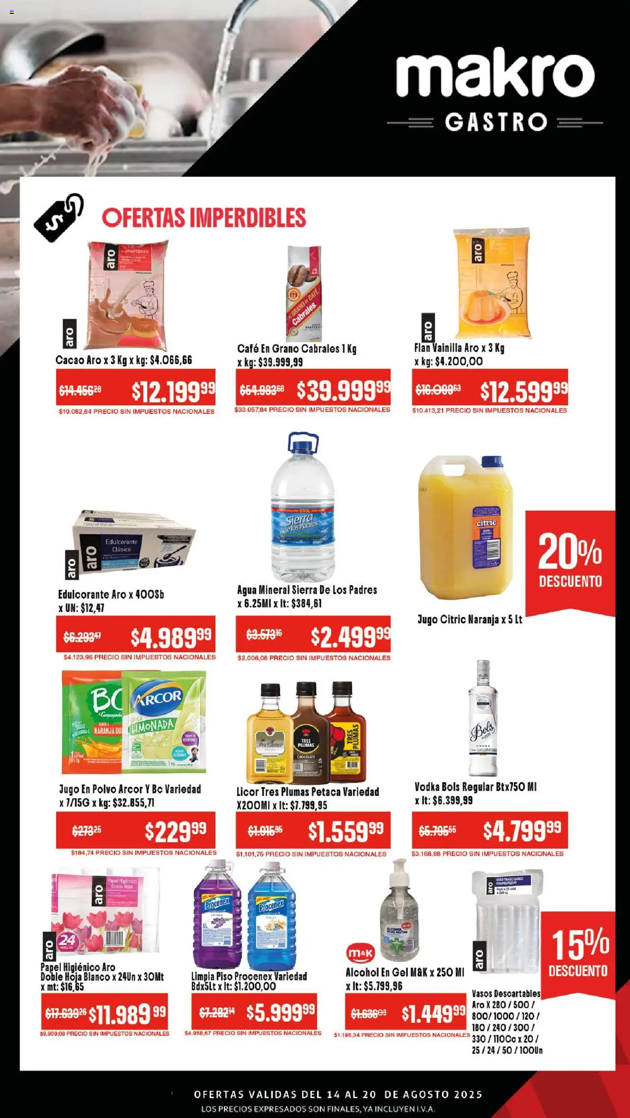 Makro ofertas Gastronómicas │ válido desde el 14.08.2025 | Página: 4 | Productos: Polvo, Café, Jugo, Cacao