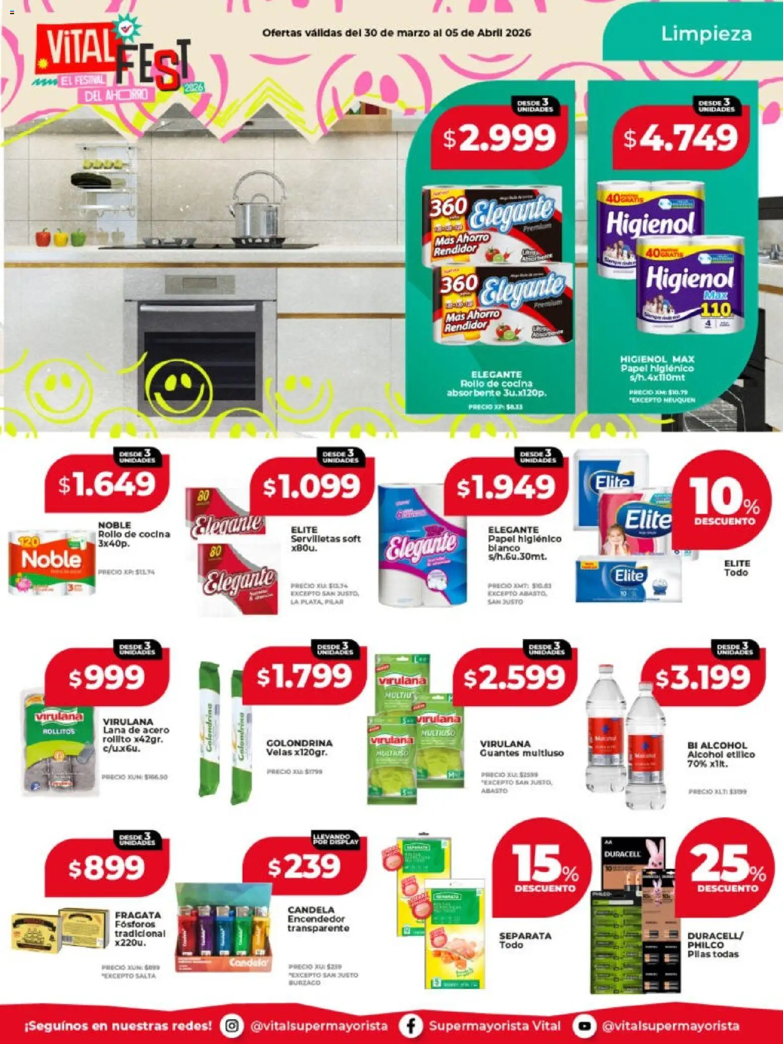 Vital - Ofertas - Posadas │ válido desde el 30.03.2026 | Página: 10 | Productos: Papel higiénico, Cocina, Servilletas, Guantes