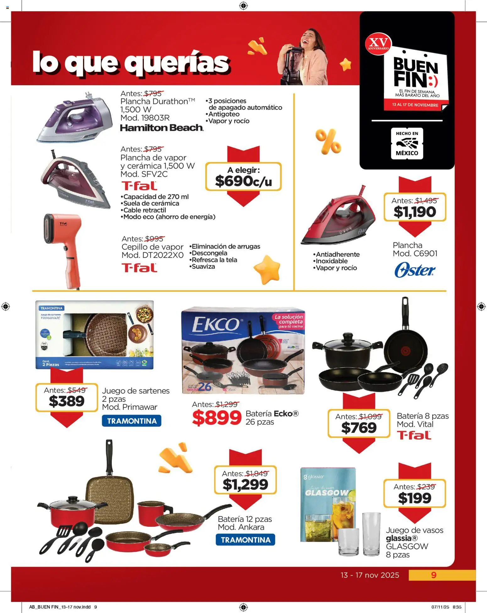 Nuevas ofertas de Chedraui válidas en toda la República Mexicana desde el 13.11.2025. ¡Encuentra las mejores ofertas en Chedraui Buen Fin! | Página: 9 | Productos: Cepillo, Plancha, Batería, Vasos