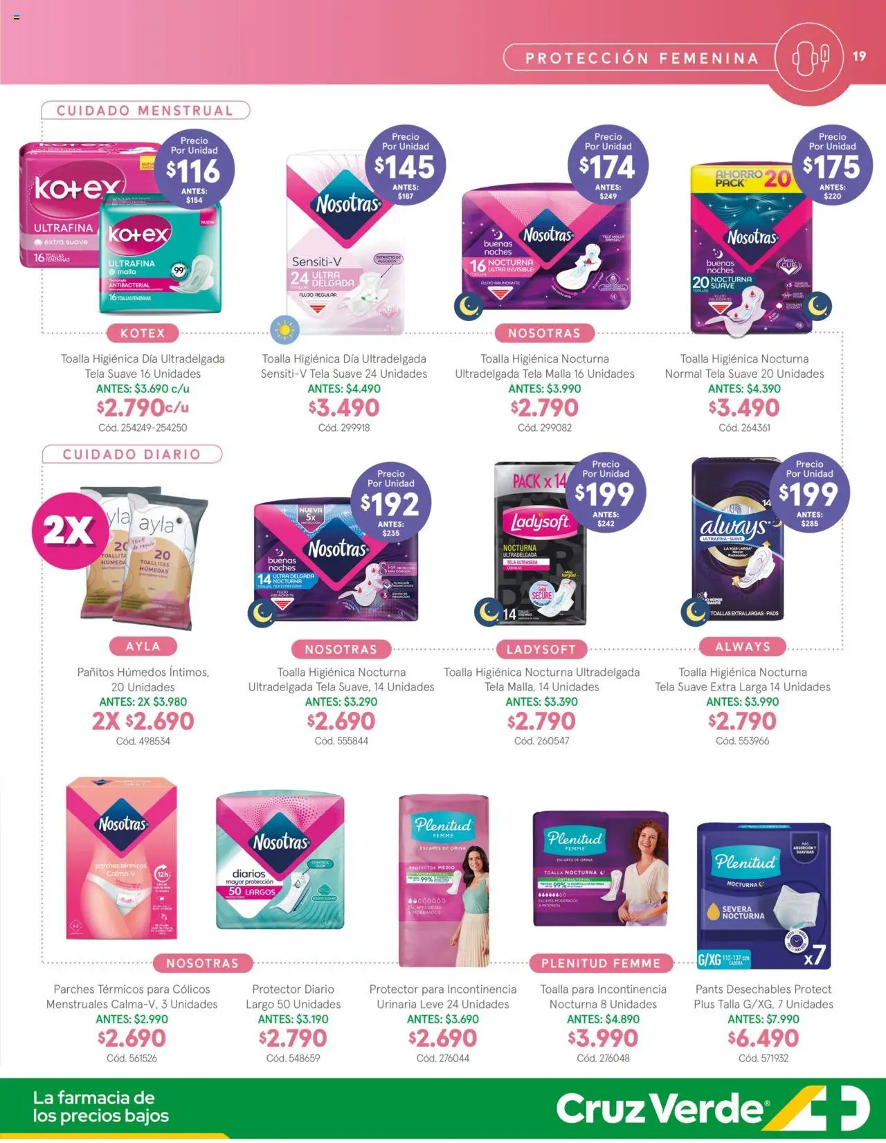 Belleza y Cuidado Personal Cruz Verde │ válido desde el 01.08.2025 | Página: 19 | Productos: Toalla higienica, Toalla, Toallas