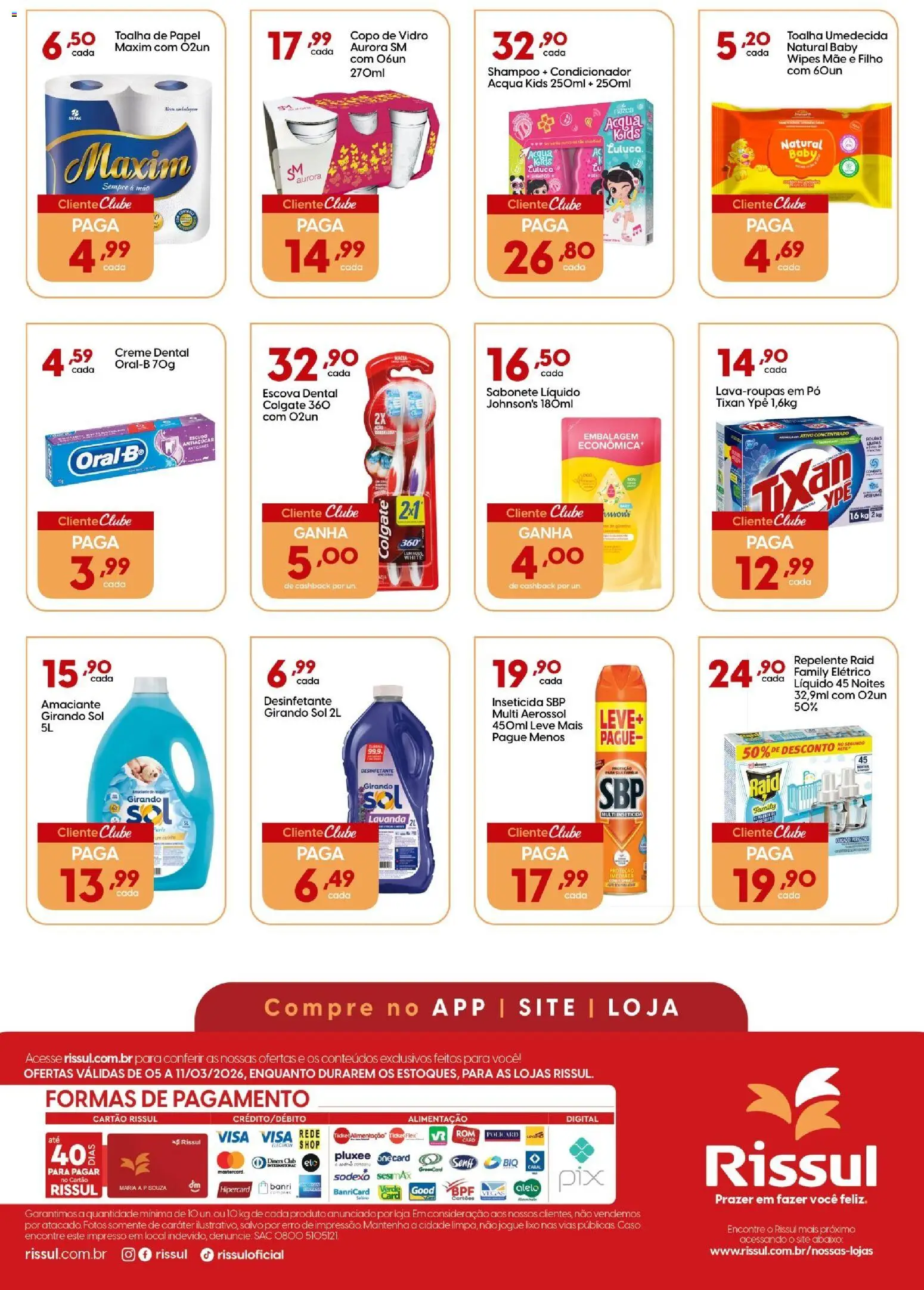 Rissul Folheto - válido de 05.03.2026 | Página: 3 | Produtos: Girando sol, Sabonete, Desinfetante, Sabonete líquido