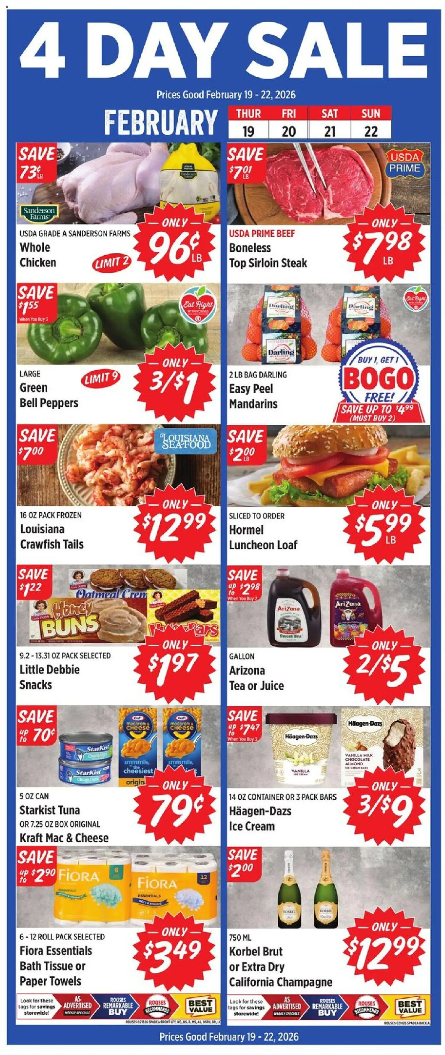 Rouses Weekly Ad - AL - valid from 18.02.2026 | Page: 2 | Products: Box, Cheese, Tea, Bag