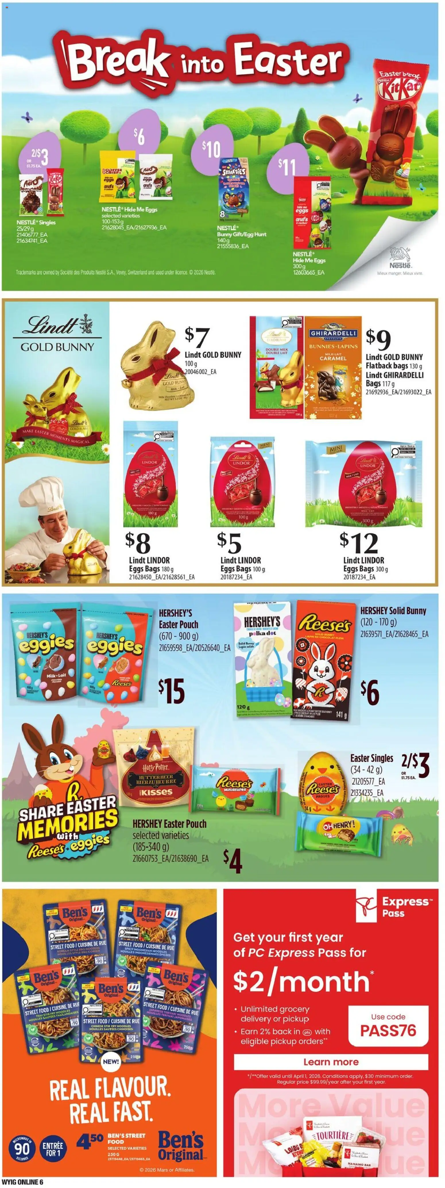 Independent Grocer flyer valid from 26.03.2026 | Page: 15 | Products: Noodles, PC, Milk, Chocolate