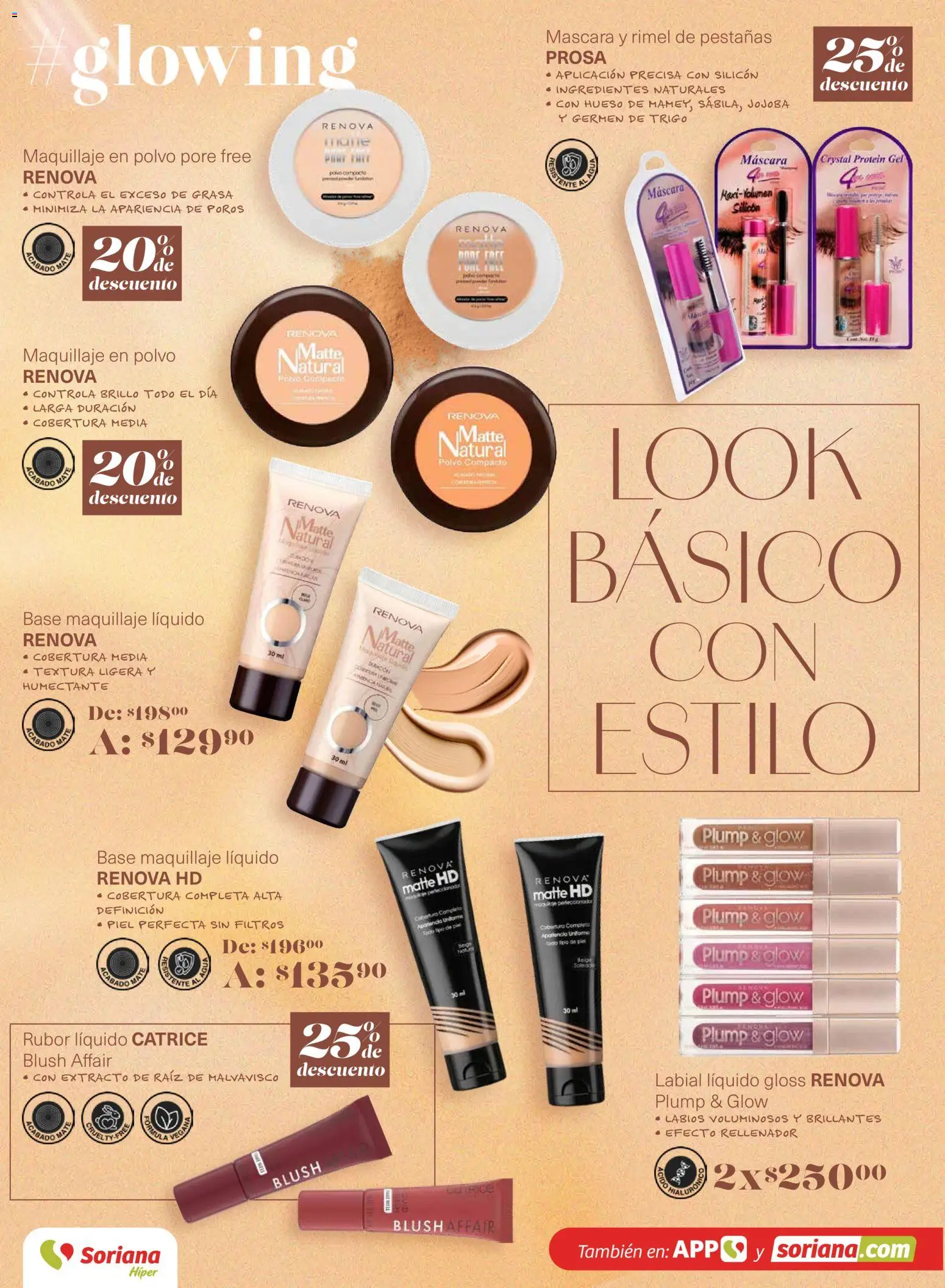 Nuevas ofertas de Soriana válidas en toda la República Mexicana desde el 26.02.2026. ¡Encuentra las mejores ofertas en Soriana - Glowing Descubre tu belleza Híper Nacional! | Página: 8 | Productos: Agua, Polvo compacto, Maquillaje, Polvo