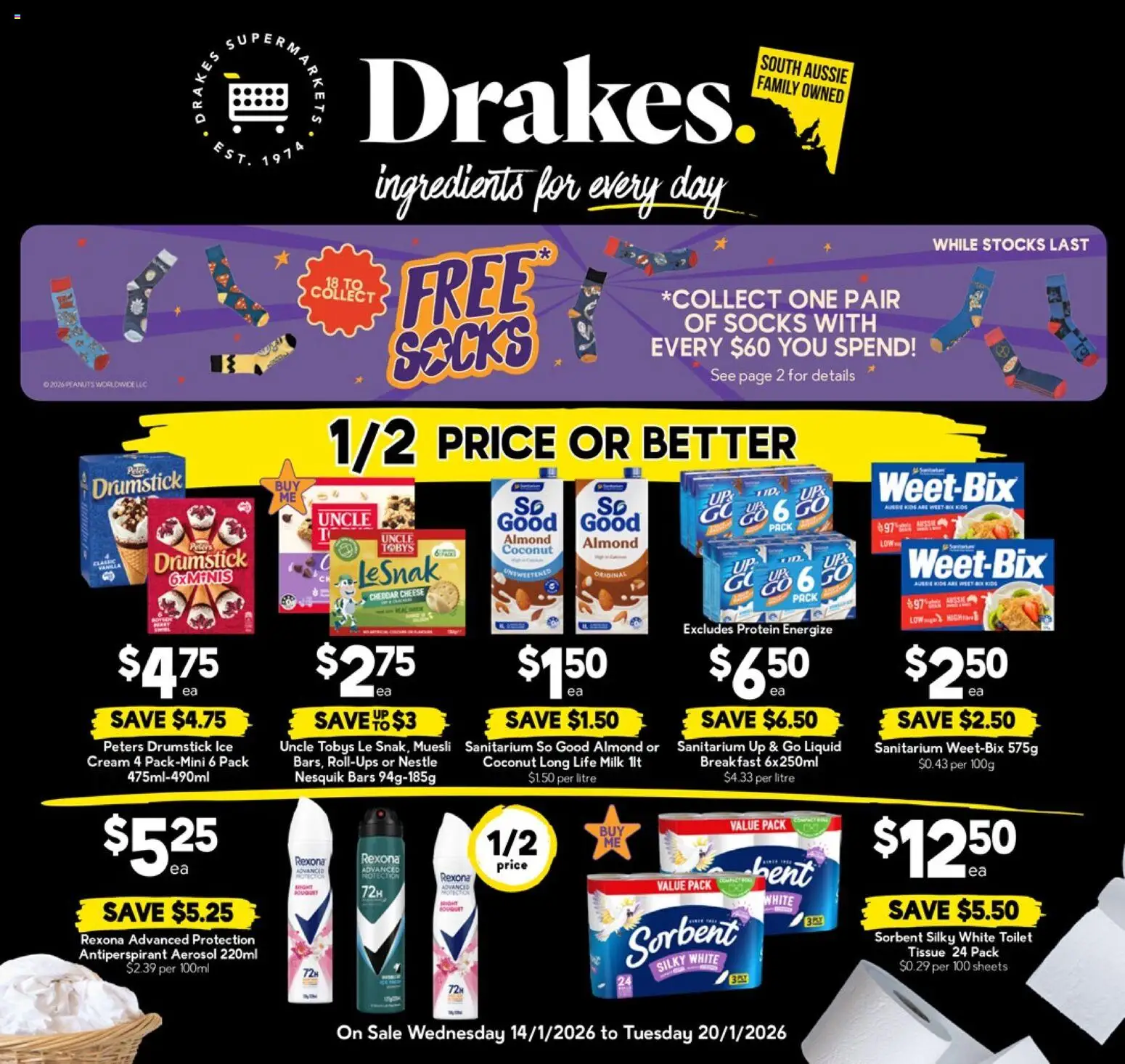 Drakes catalogue - valid from 14.01.2026 | Page: 21 | Products: Milk, Cheese, Antiperspirant, Up & go