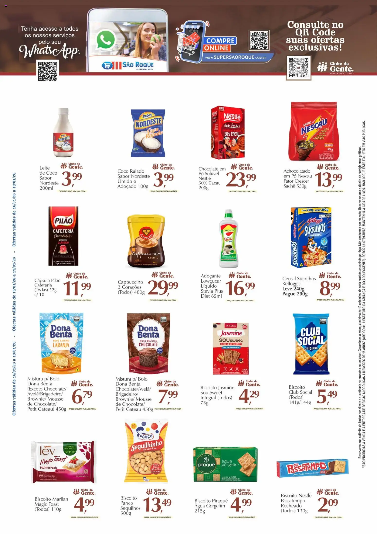 São Roque Supermercados Folheto - válido de 16.01.2026 | Página: 2 | Produtos: Coco, Achocolatado, Chocolate, Cálcio