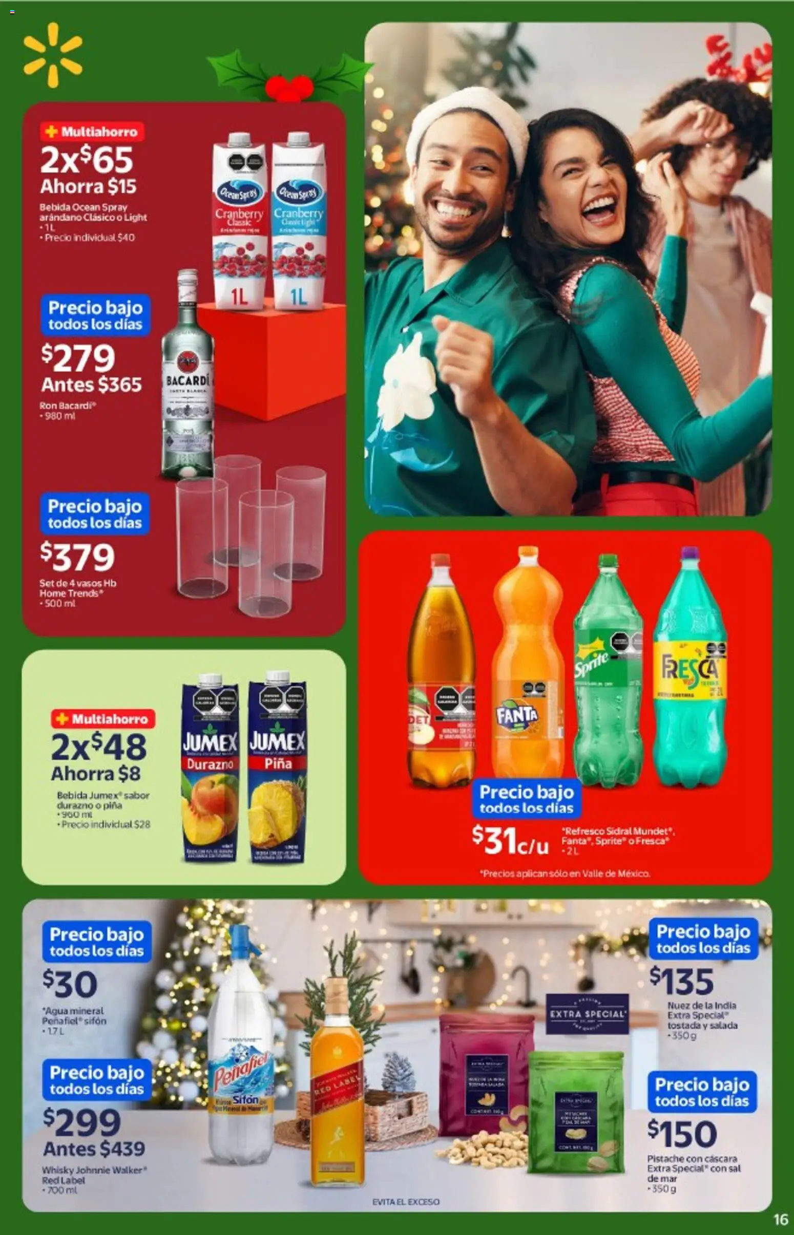 Nuevas ofertas de Walmart válidas en toda la República Mexicana desde el 03.12.2025. ¡Encuentra las mejores ofertas en Walmart catálogo La cena más esperada a precios bajos! | Página: 16 | Productos: Durazno, Refresco, Piña, Vasos