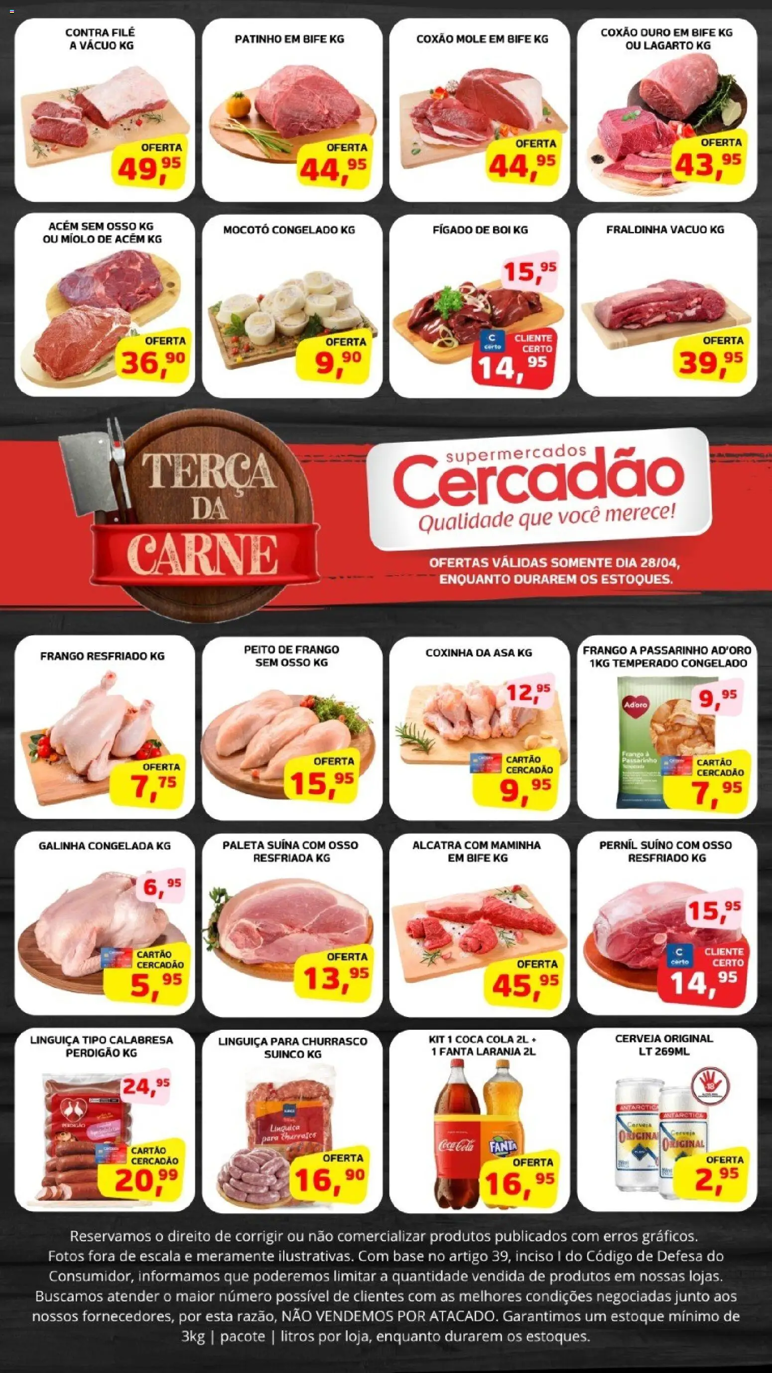 Cercadão Folheto - válido de 28.04.2026 | Página: 1 | Produtos: Cola, Alcatra, Maminha, Carne
