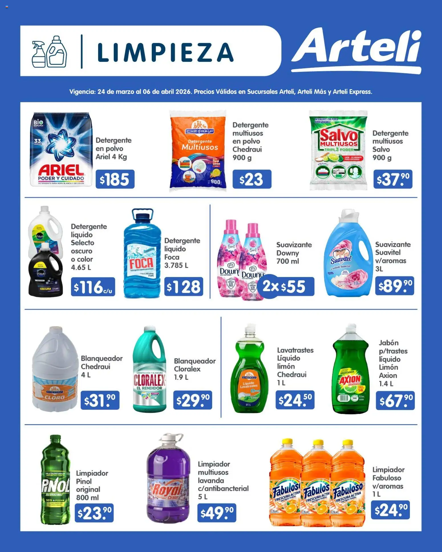 Nuevas ofertas de Arteli válidas en toda la República Mexicana desde el 24.03.2026. ¡Encuentra las mejores ofertas en Arteli folleto Quincenal! | Página: 14 | Productos: Detergente, Desinfectante, Cloro, Foco