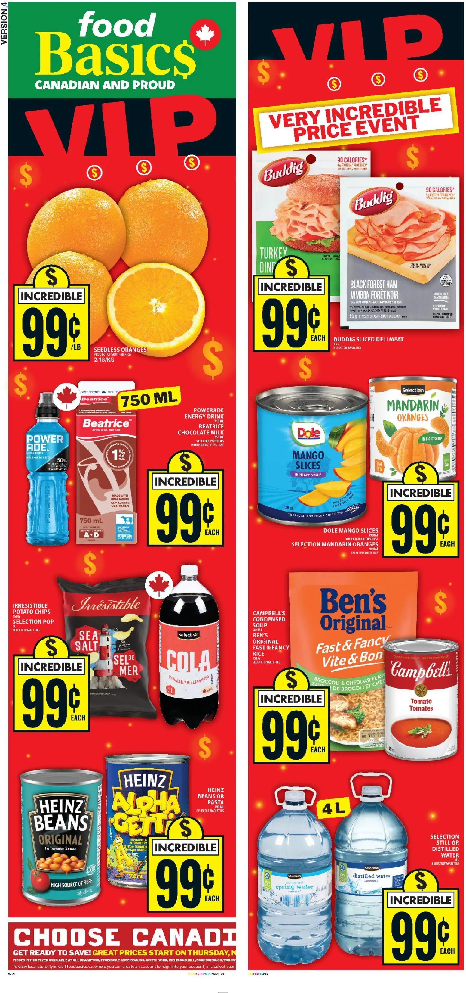 Food Basics flyer valid from 13.11.2025 | Page: 2 | Products: Milk, Chocolate, Ham, Oranges