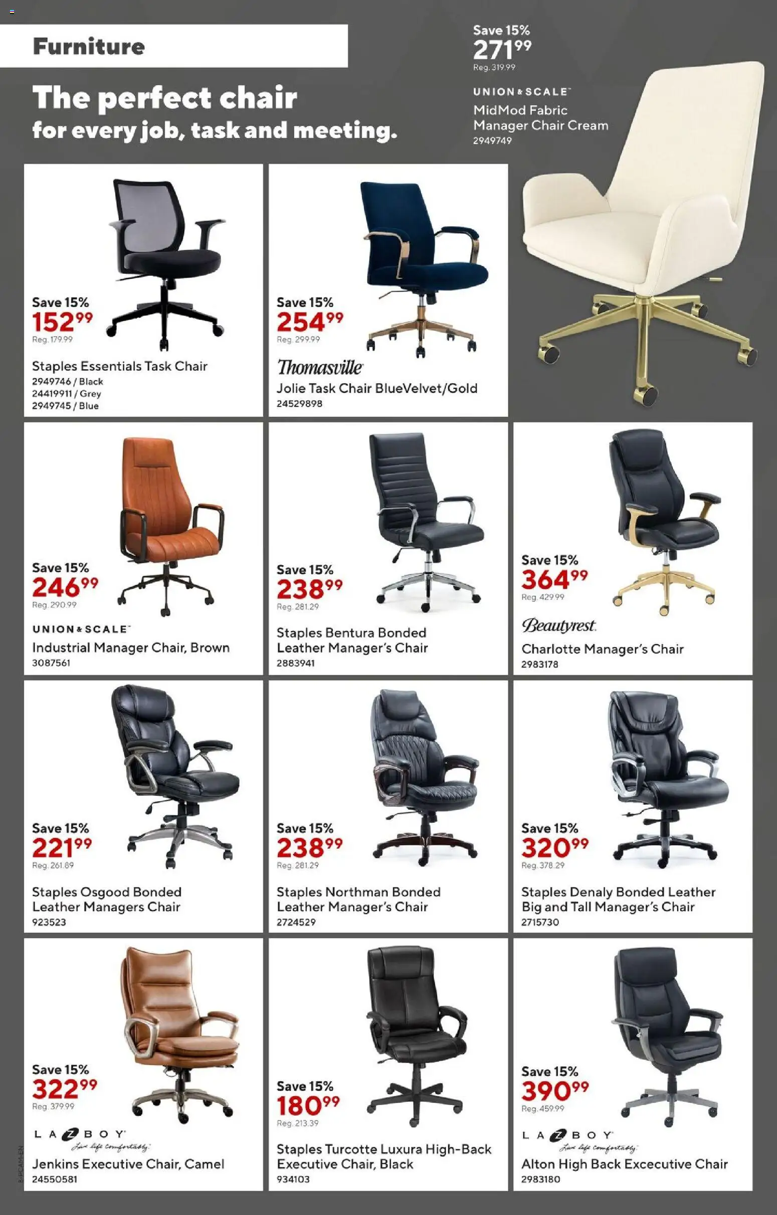 Staples flyer valid from 03.04.2026 | Page: 8 | Products: Cream, Chair
