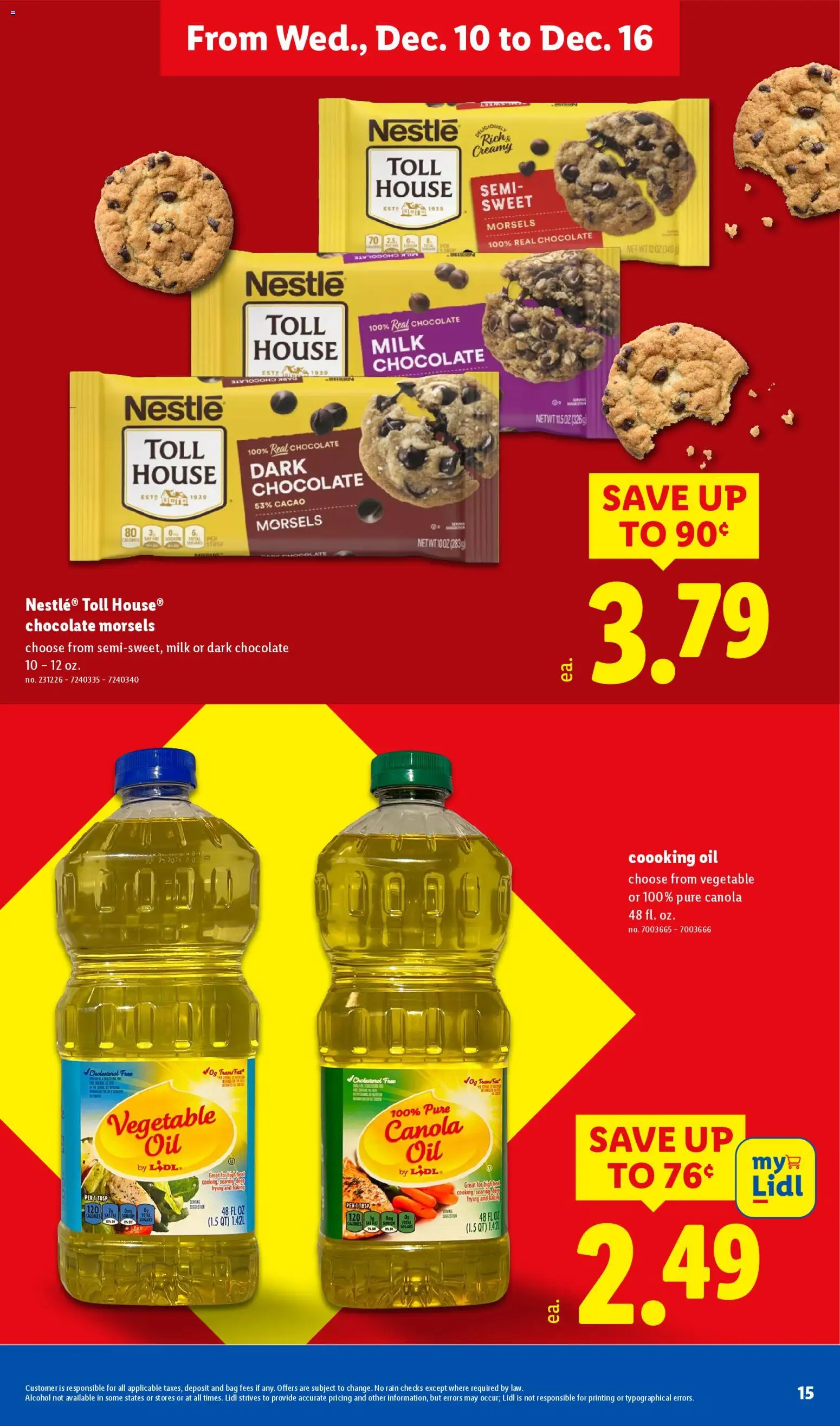 Lidl Weekly Ad - valid from 10.12.2025 | Page: 15 | Products: Milk, Oil, Chocolate, Bag