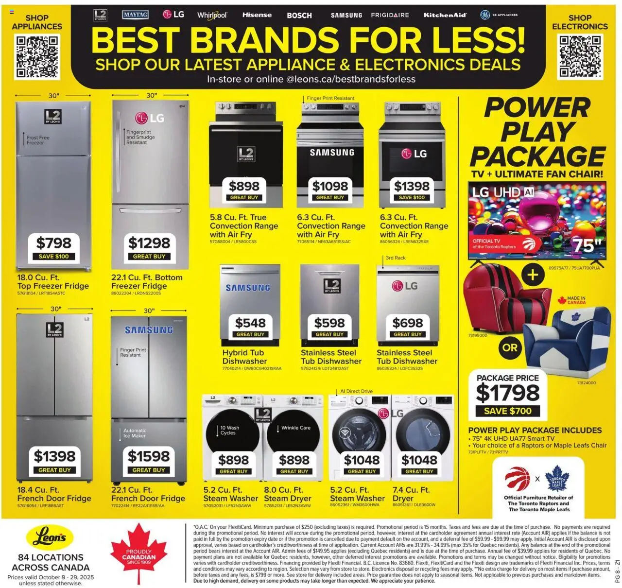 Leon's flyer valid from 09.10.2025 | Page: 8 | Products: Tv, Dishwasher, Fan, Chair