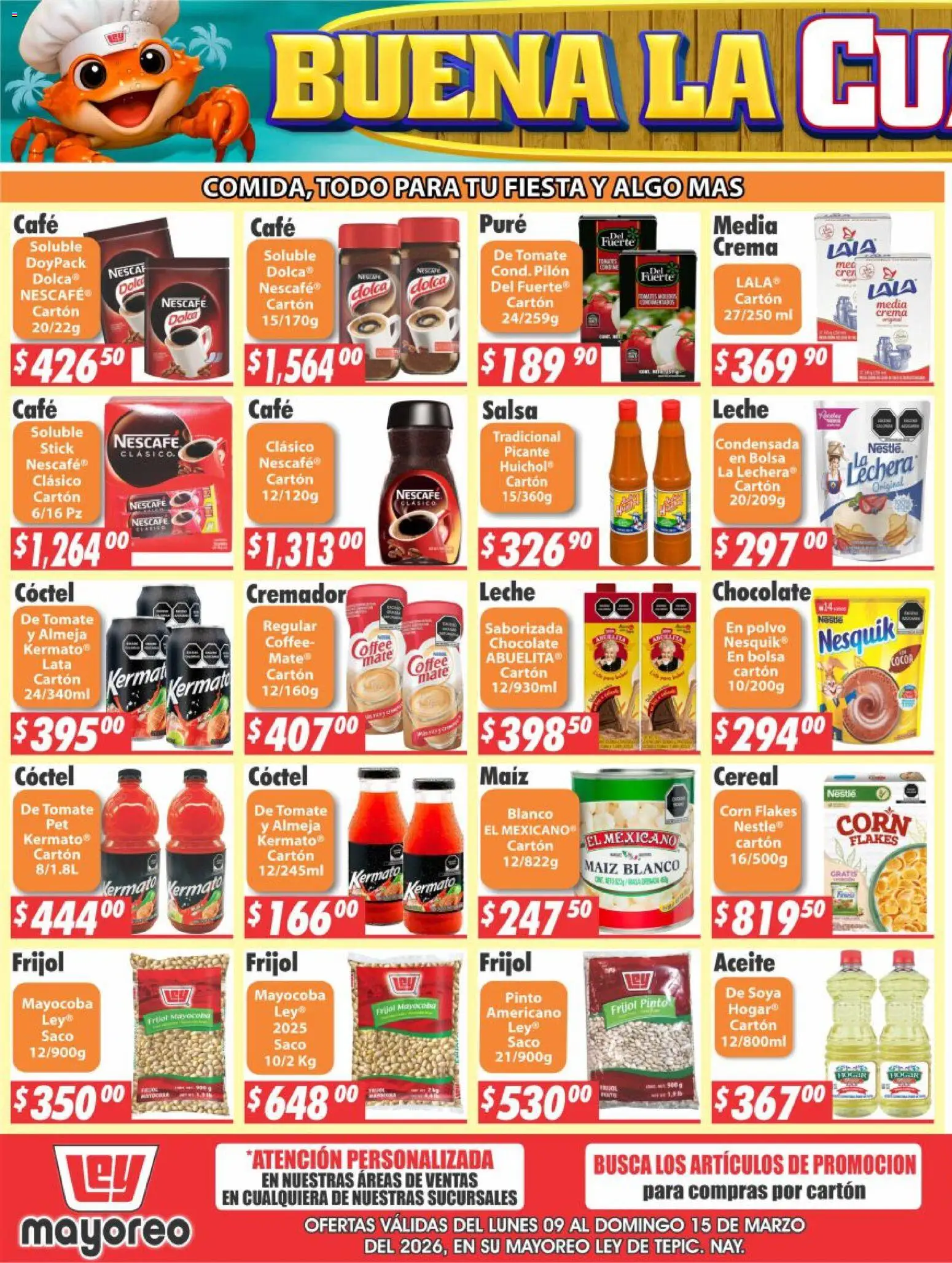 Nuevas ofertas de Casa Ley válidas en toda la República Mexicana desde el 09.03.2026. ¡Encuentra las mejores ofertas en Casa Ley folleto Tepic! | Página: 3 | Productos: Maíz, Crema, Bolsa, Polvo