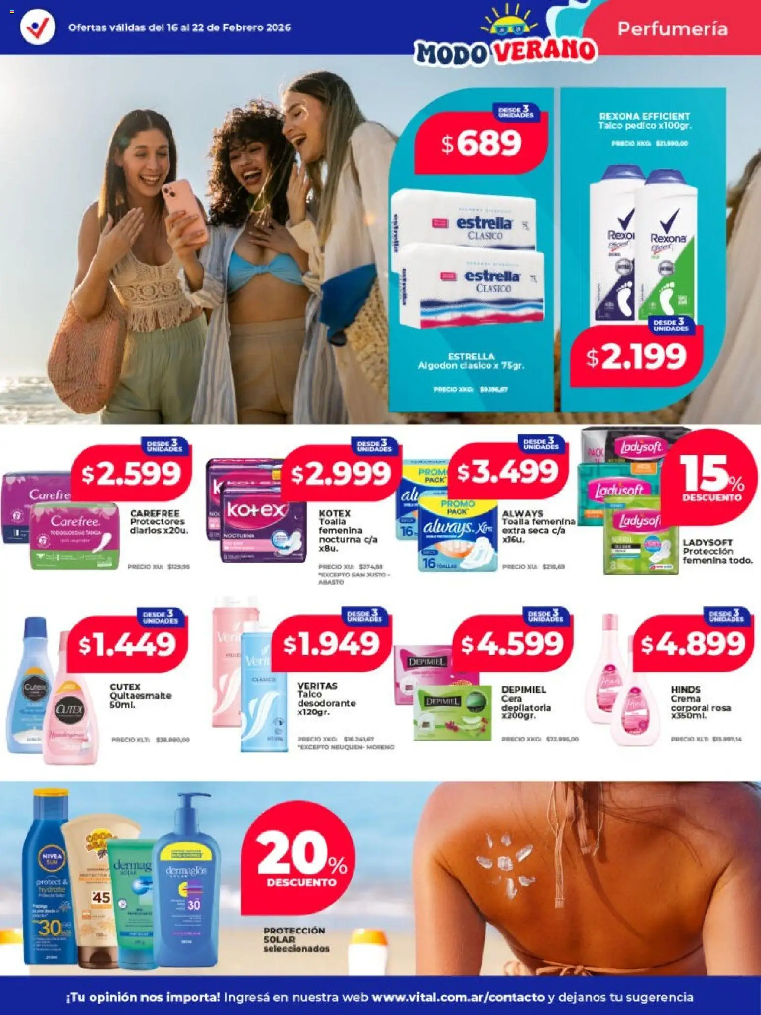 Vital - Ofertas │ válido desde el 16.02.2026 | Página: 3 | Productos: Algodón, Desodorante, Cera, Crema