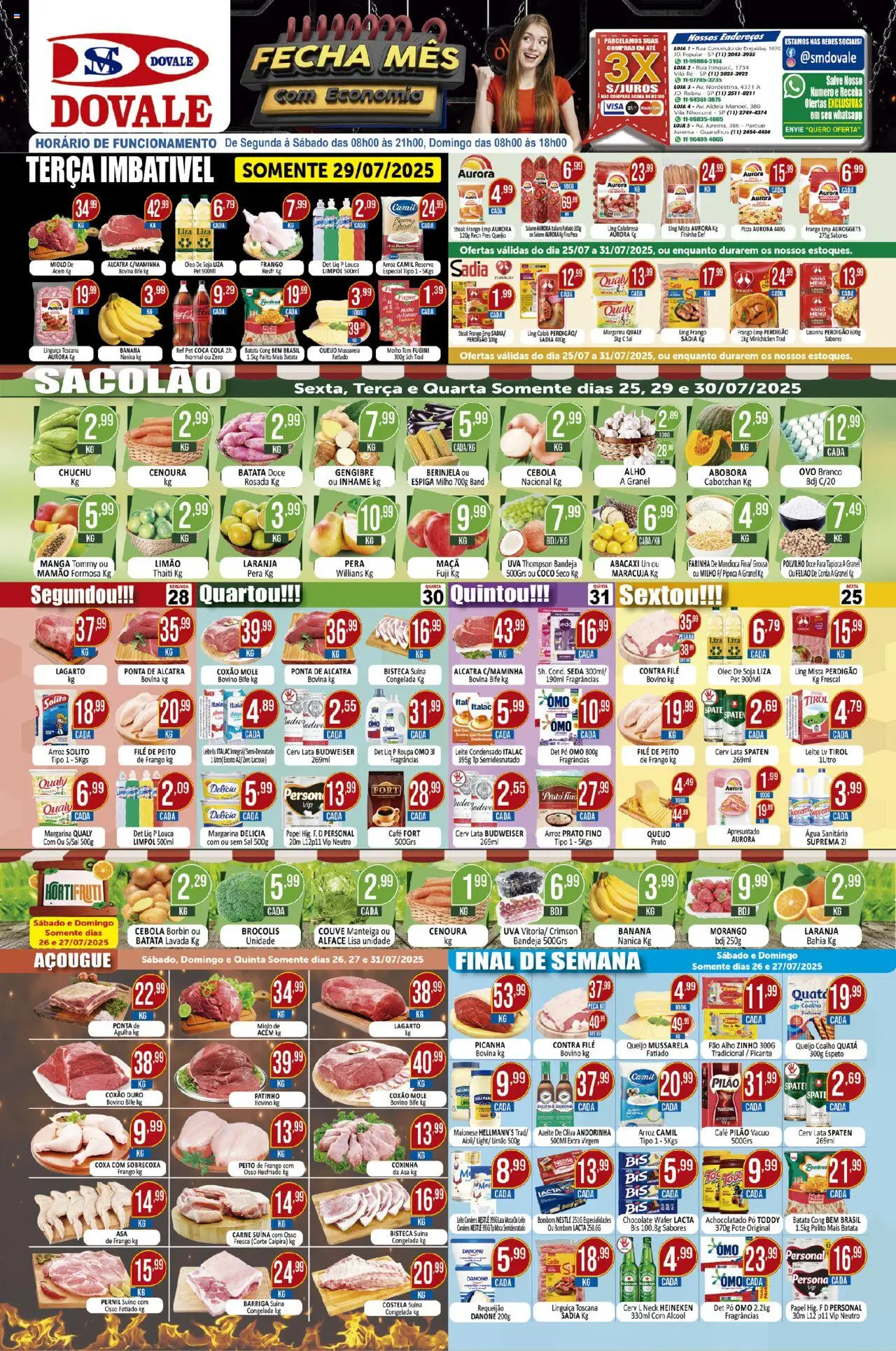 Dovale Folheto - válido de 25.07.2025 | Página: 1 | Produtos: Corda, Café pilão, Bombom, Peito de frango