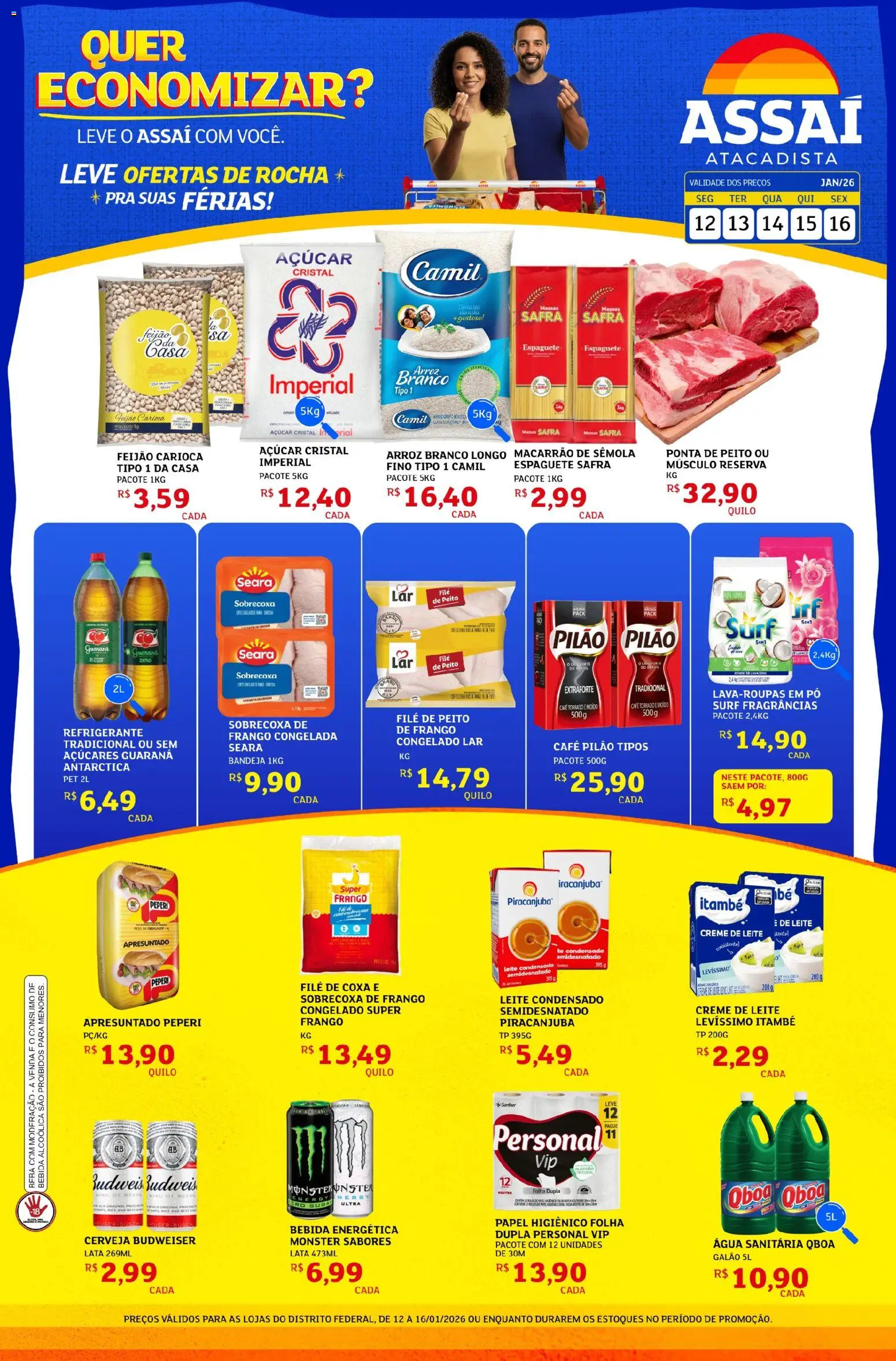 Assaí Atacadista Folheto - válido de 15.01.2026 | Página: 1 | Produtos: Macarrão, Bebida, Café pilão, Creme de leite