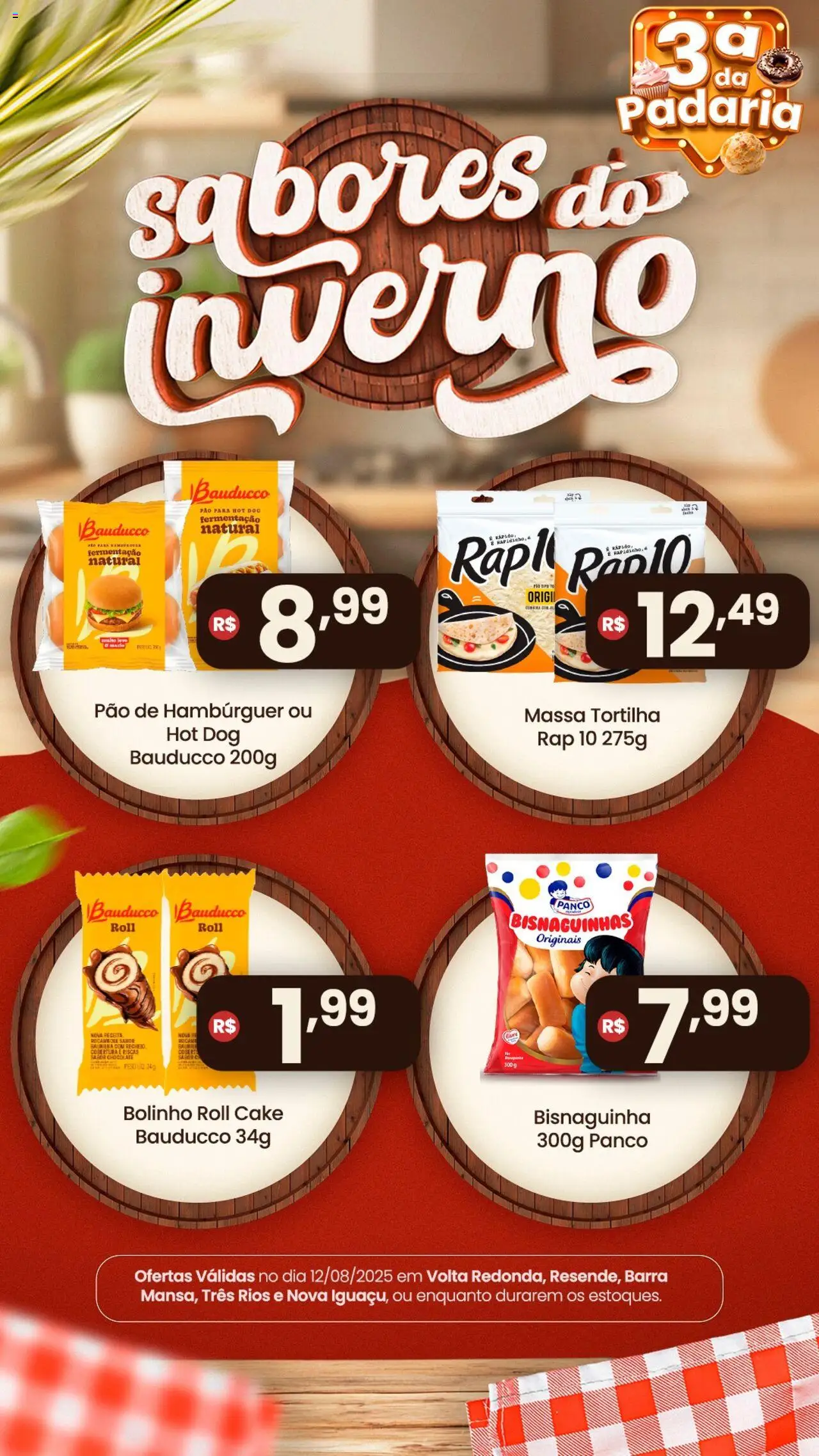 Royal Supermercados Folheto - válido de 12.08.2025 | Página: 2 | Produtos: Pão, Massa, Hambúrguer, Rádio