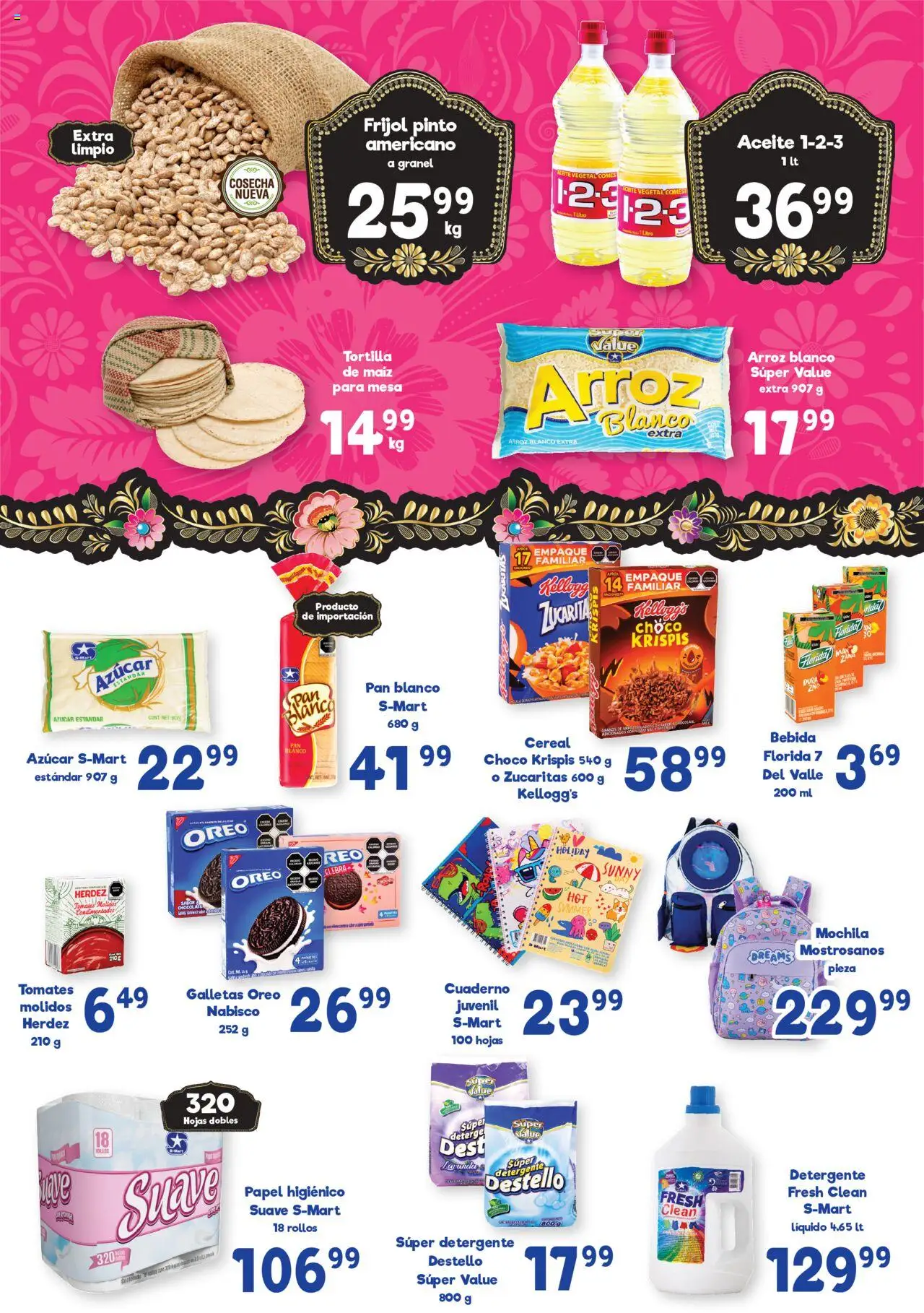 Nuevas ofertas de S-Mart válidas en toda la República Mexicana desde el 12.08.2025. ¡Encuentra las mejores ofertas en S-Mart folleto! | Página: 5 | Productos: Maíz, Pan, Arroz, Papel higiénico