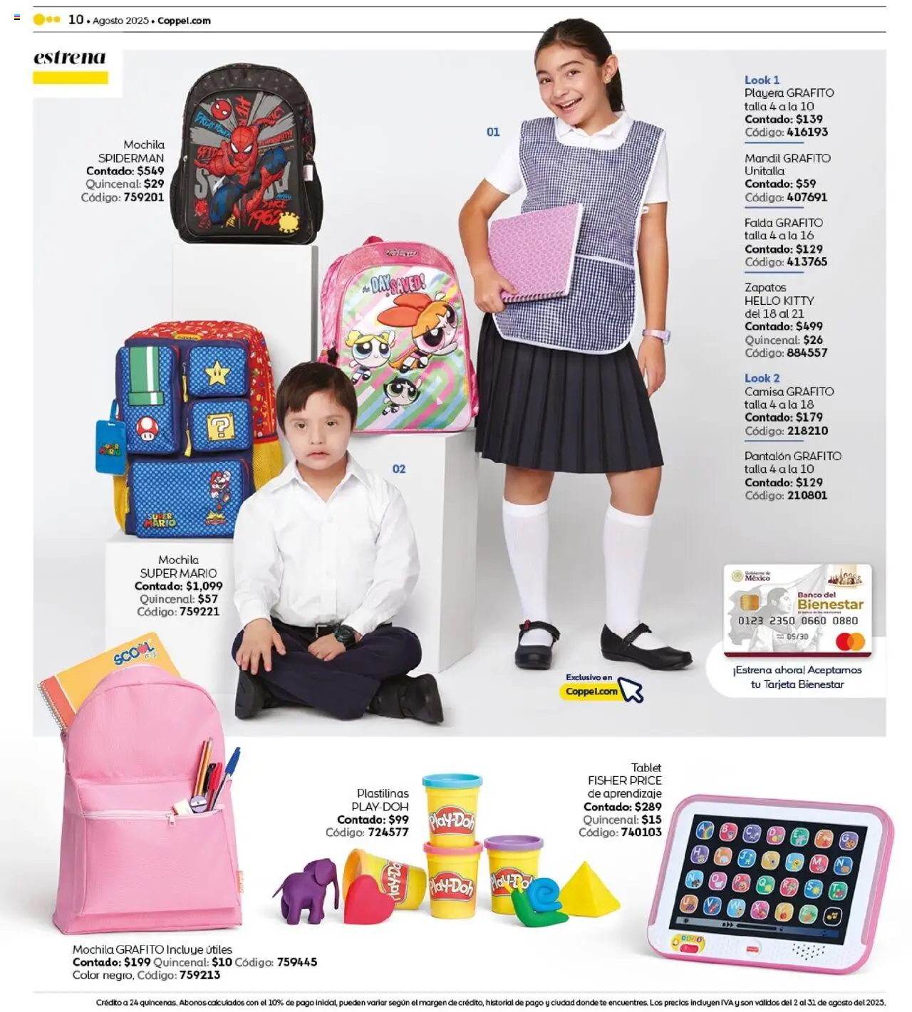 Nuevas ofertas de Coppel válidas en toda la República Mexicana desde el 01.08.2025. ¡Encuentra las mejores ofertas en Coppel - Catálogo Regreso a Clases! | Página: 10 | Productos: Camisa, Playera, Falda, Té