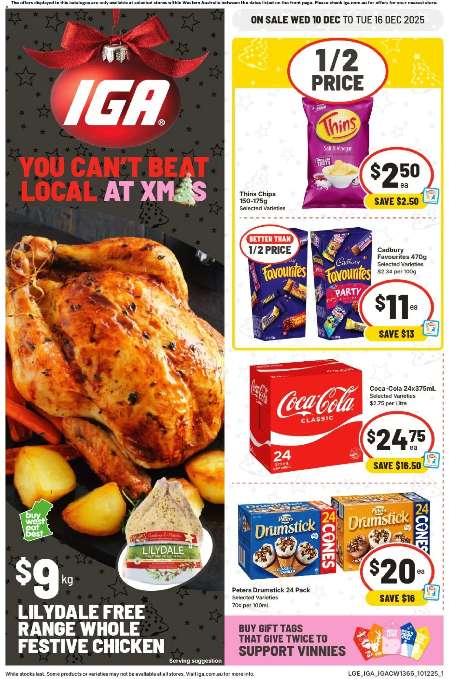 IGA catalogue - valid from 10.12.2025 | Page: 1 | Products: Dairy, Chicken, Salt, Vinegar