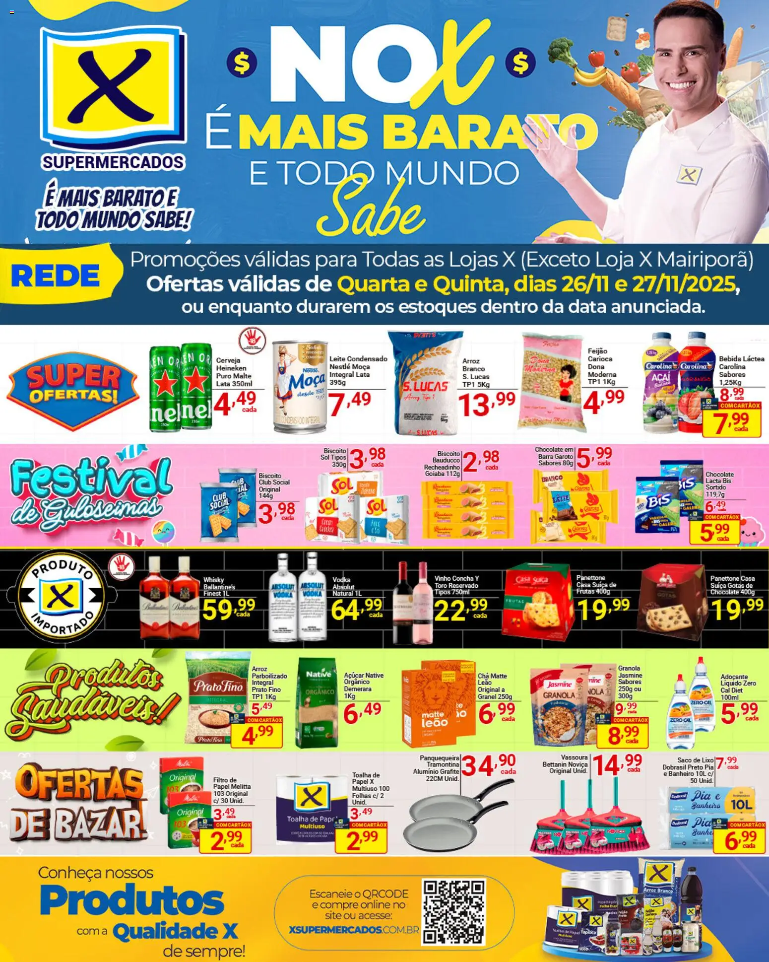 X Supermercados Folheto - válido de 26.11.2025 | Página: 1 | Produtos: Goiaba, Panquequeira, Arroz, Cerveja Heineken