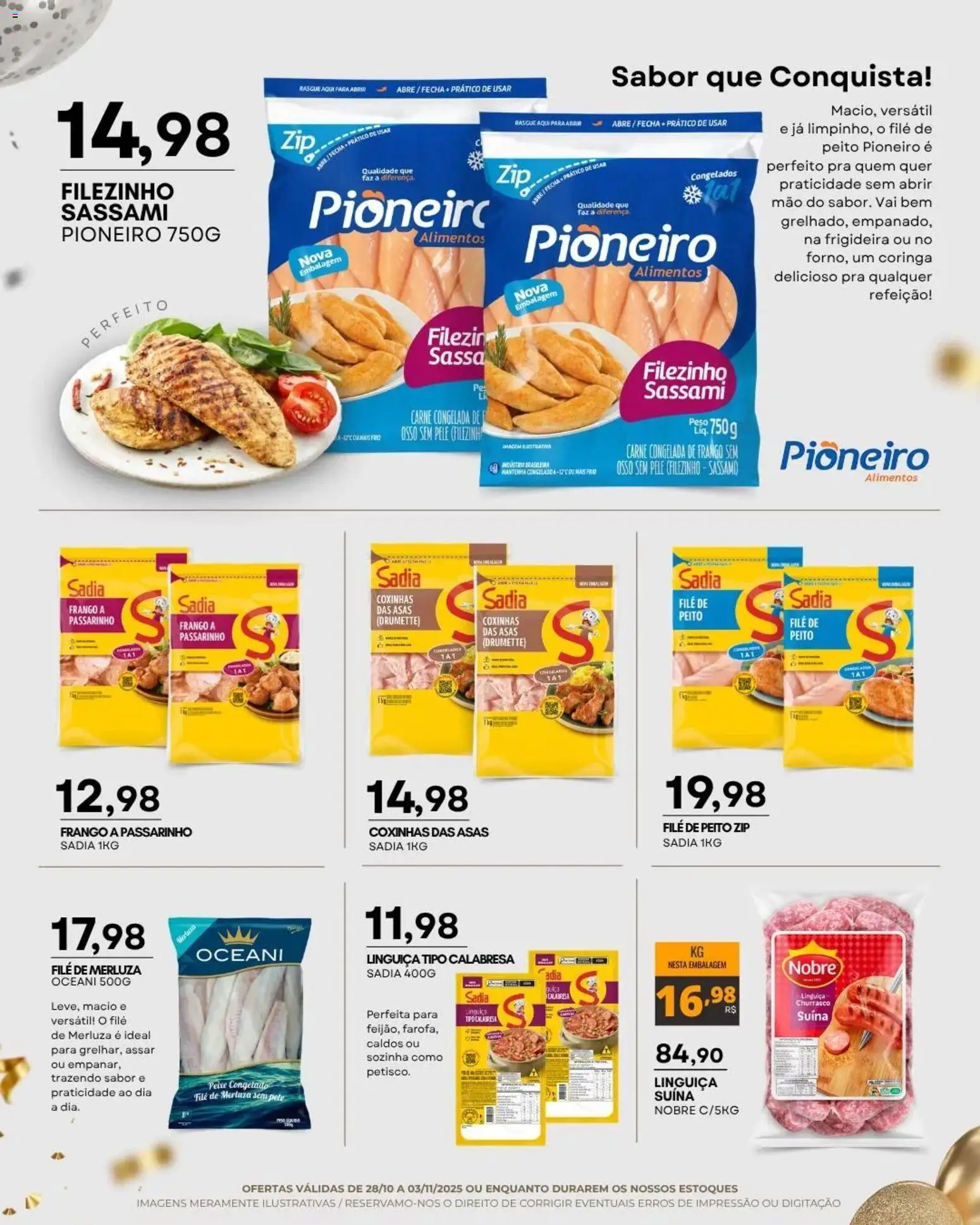 Mercadão Atacadista Folheto - válido de 28.10.2025 | Página: 2 | Produtos: Frigideira, Linguiça, Peixe, Frango