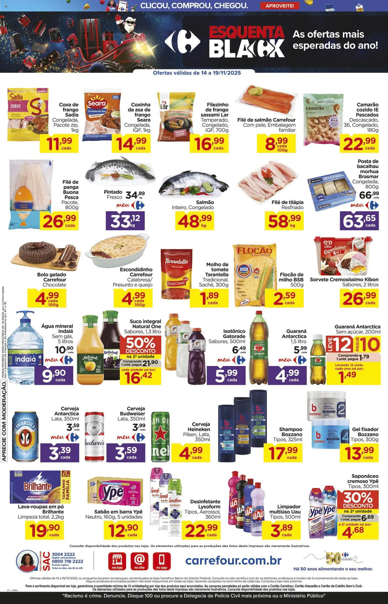 Carrefour Bairro Folheto - válido de 14.11.2025 | Página: 3 | Produtos: Bacalhau, Bolo, Água mineral, Desinfetante
