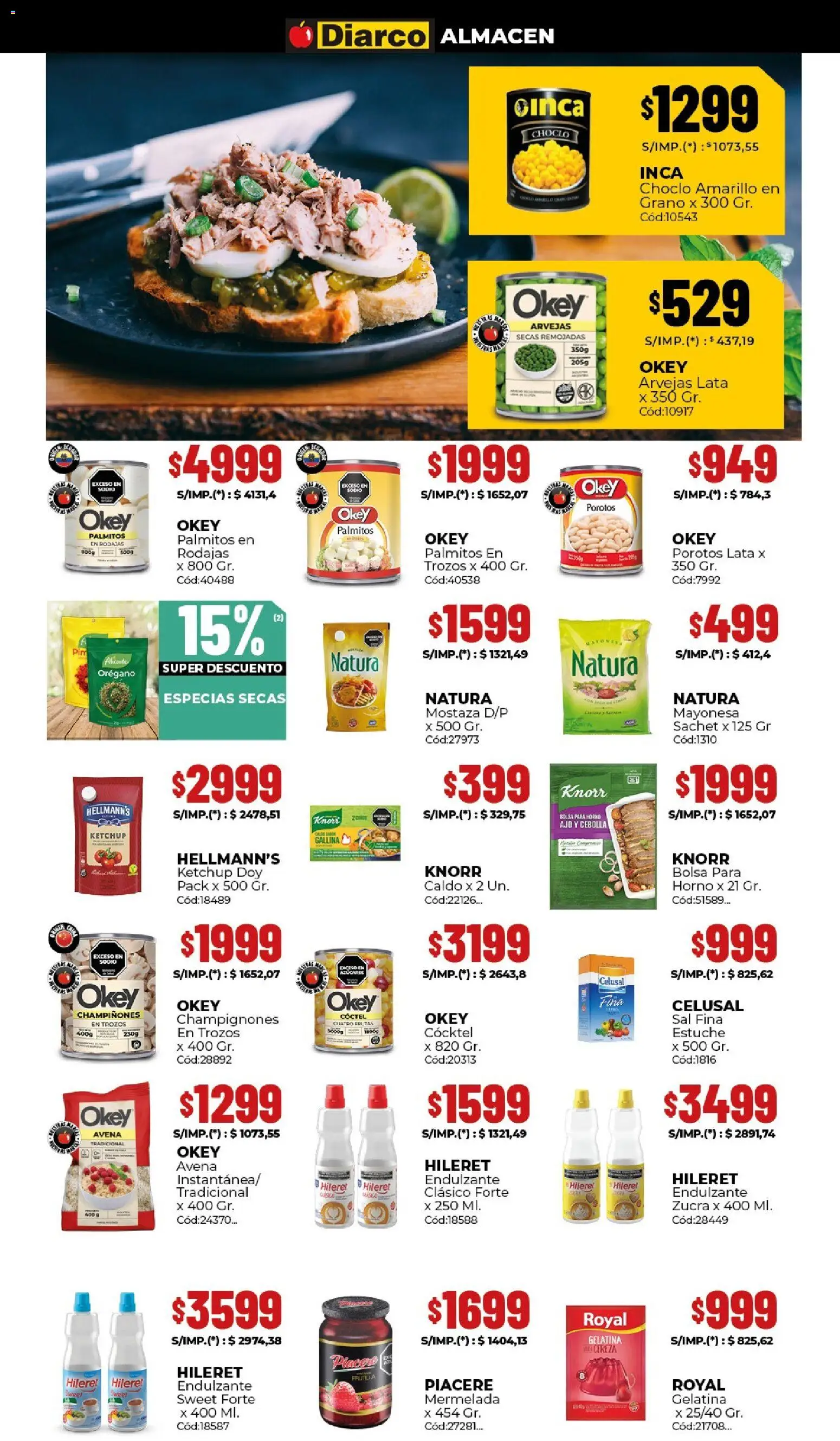 Diarco ofertas │ válido desde el 23.03.2026 | Página: 3 | Productos: Horno, Ketchup, Avena, Palmitos