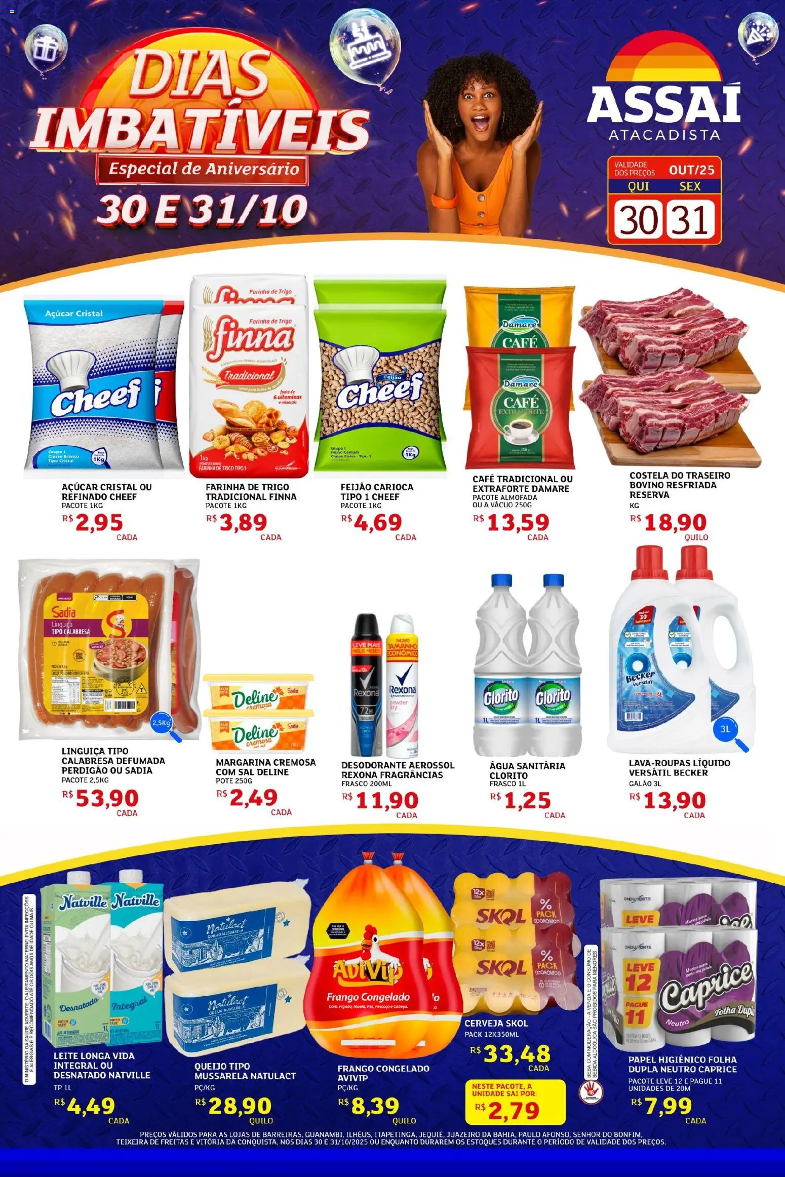 Assaí Atacadista Folheto - válido de 30.10.2025 | Página: 1 | Produtos: Cerveja, Açúcar, Frango, Água sanitária