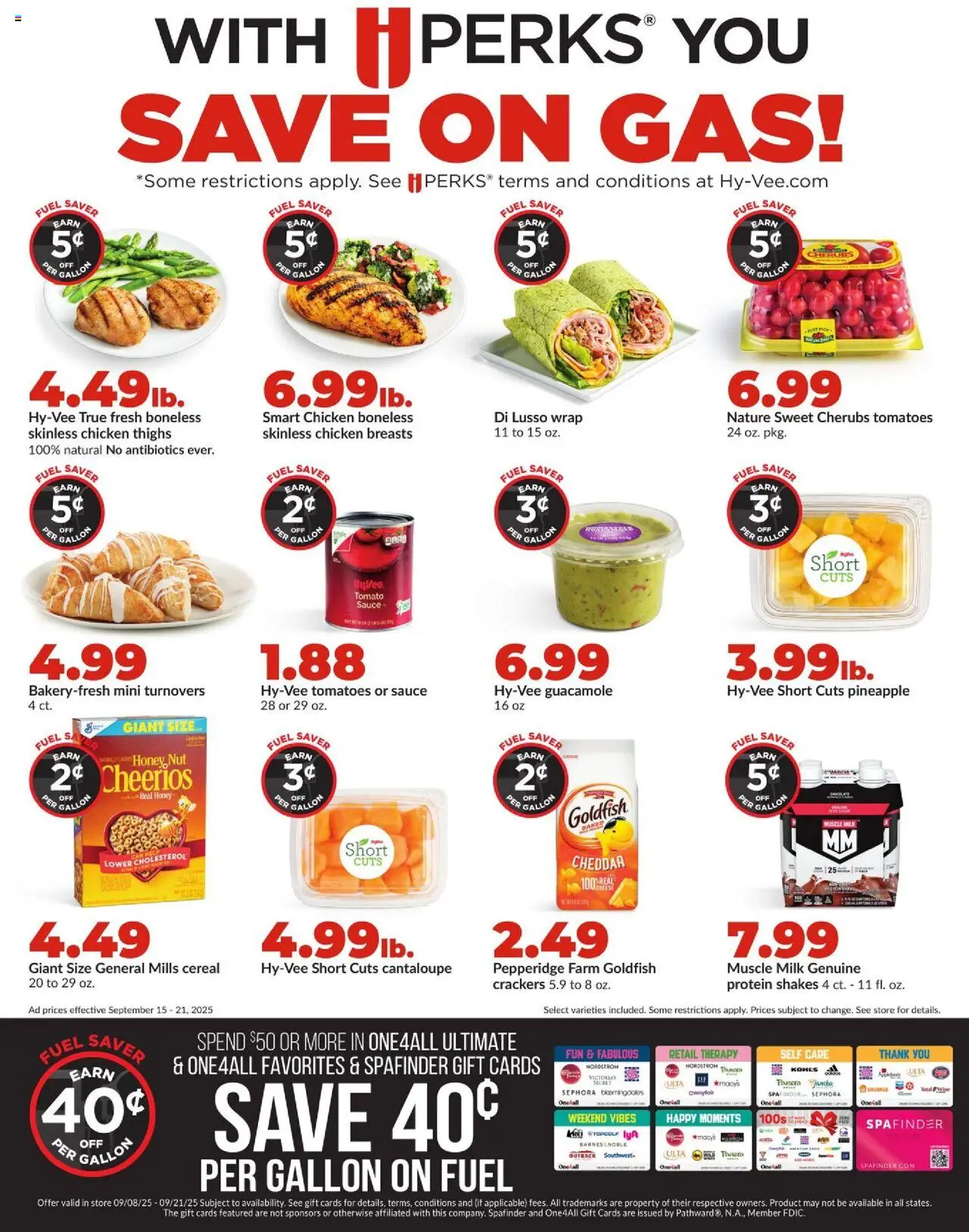 HyVee Weekly Ad - valid from 15.09.2025 | Page: 8 | Products: Milk, Tomatoes, Pineapple, Sauce