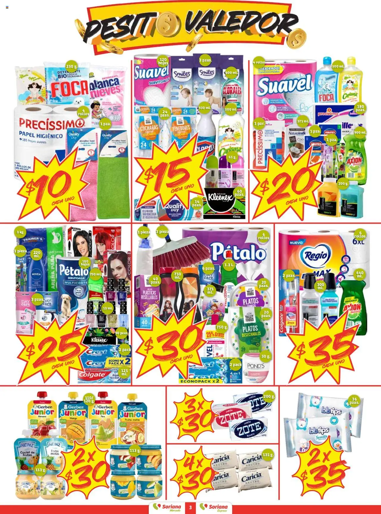 Nuevas ofertas de Soriana válidas en toda la República Mexicana desde el 28.08.2025. ¡Encuentra las mejores ofertas en Soriana - Pesito Valedor Mercado: Nay, Sin, Son! | Página: 3 | Productos: Papel higiénico, Té