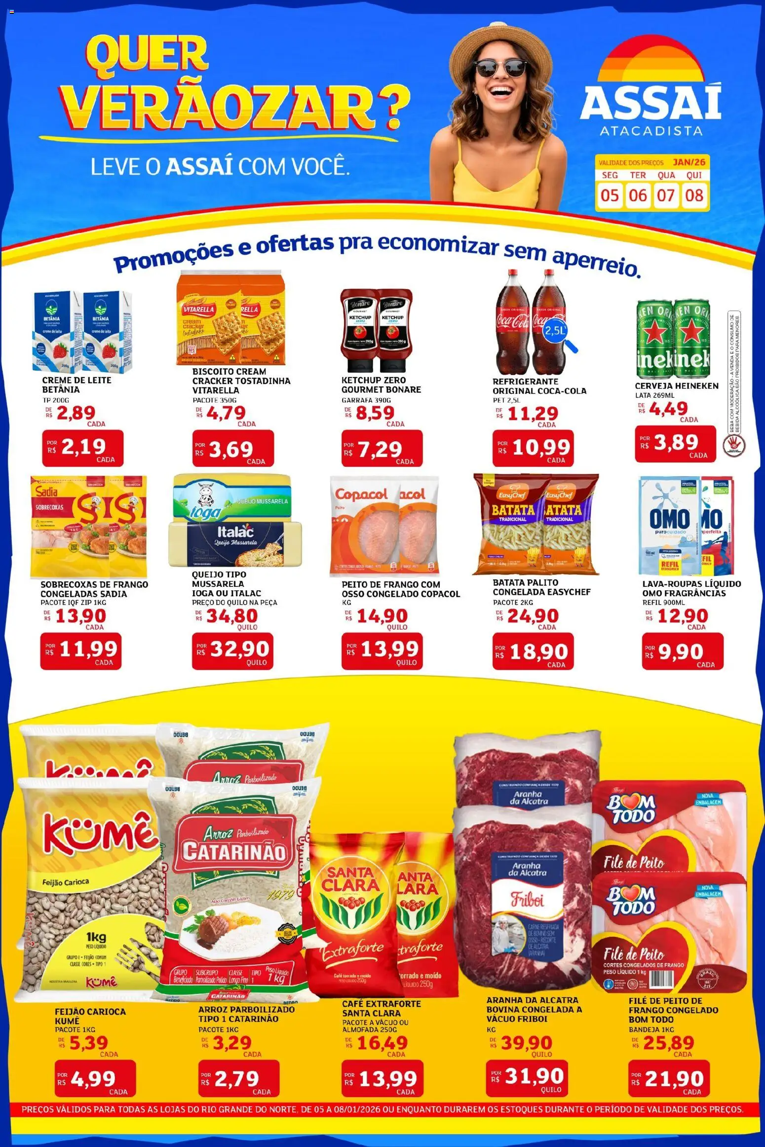 Assaí Atacadista Folheto - válido de 05.01.2026 | Página: 1 | Produtos: Biscoito, Alcatra, Arroz, Creme de leite