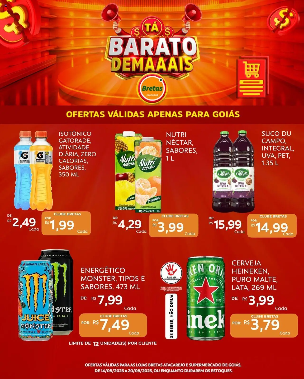 Bretas Folheto - válido de 14.08.2025 | Página: 5 | Produtos: Energético, Gatorade, Cerveja, Isotônico