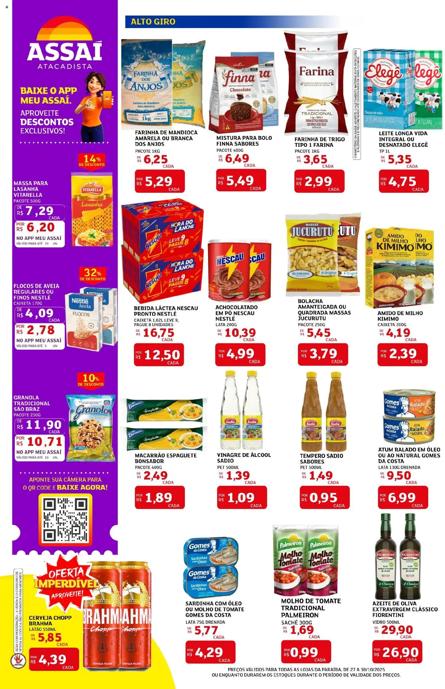 Assaí Atacadista Folheto - válido de 27.10.2025 | Página: 2 | Produtos: Molho de tomate, Cerveja, Azeite, Sardinha