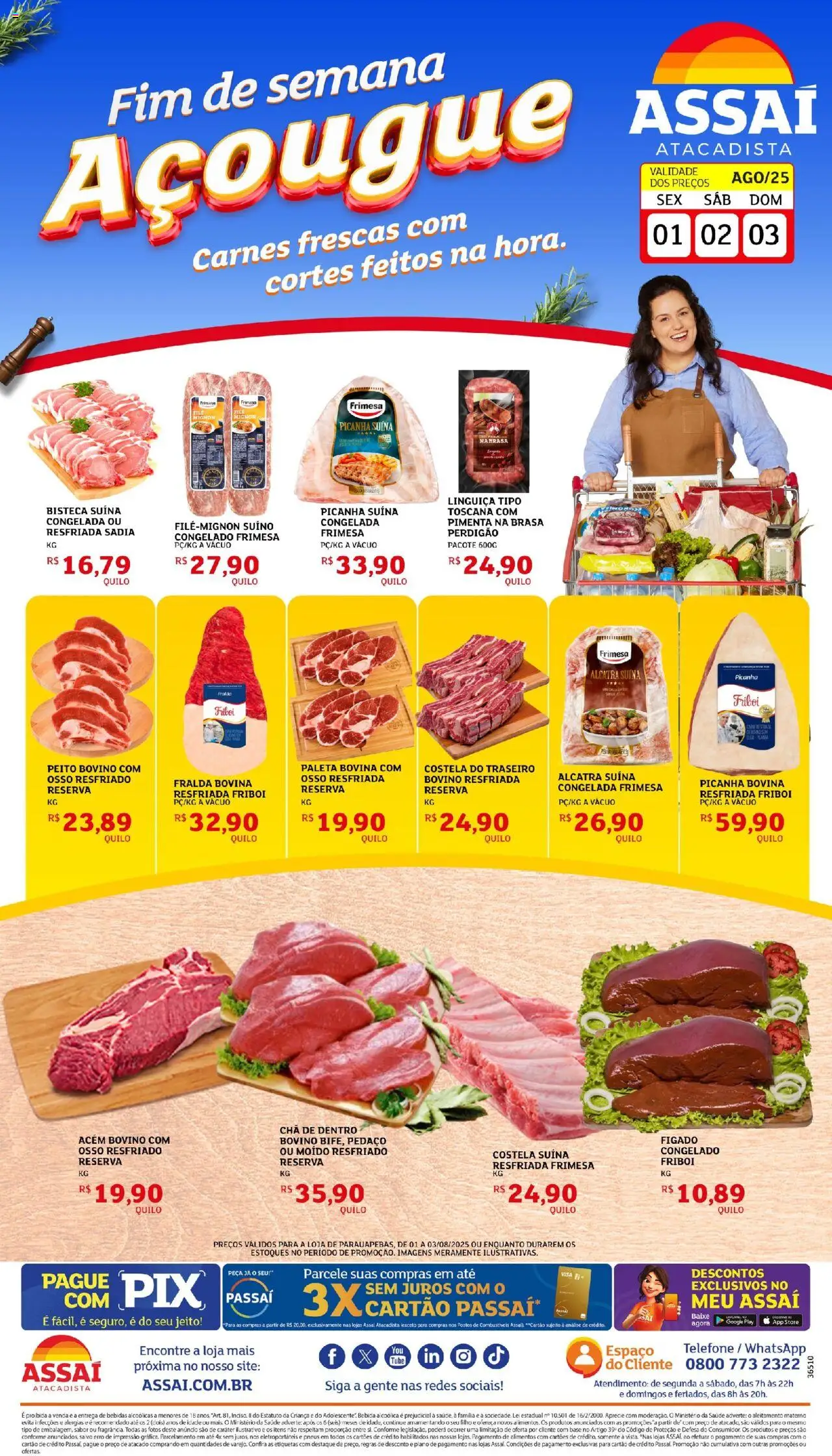 Assaí Atacadista Folheto - válido de 01.08.2025 | Página: 1 | Produtos: Pera, Picanha, Pneus, Bebida