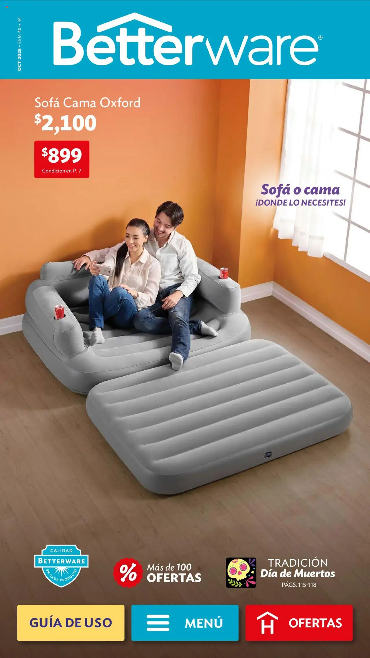Nuevas ofertas de Betterware válidas en toda la República Mexicana desde el 29.09.2025. ¡Encuentra las mejores ofertas en Betterware - Campaña 10 2025! | Página: 1 | Productos: Sofá, Cama