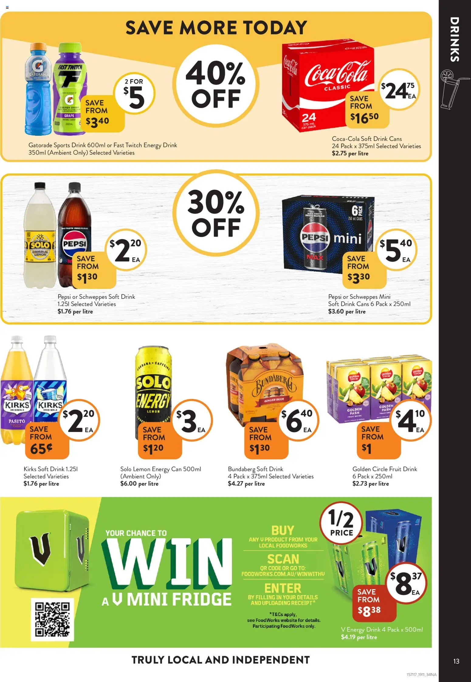 Foodworks catalogue - valid from 19.11.2025 | Page: 13 | Products: Beer, Pepsi, Sugar, Fridge