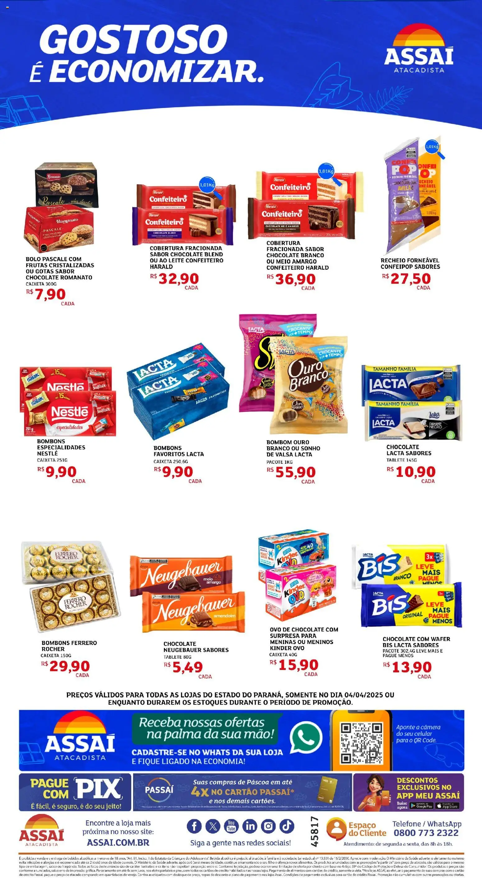 Assaí Atacadista Folheto - válido de 04.04.2026 | Página: 2 | Produtos: Amendoim, Celular, Leite, Bombom