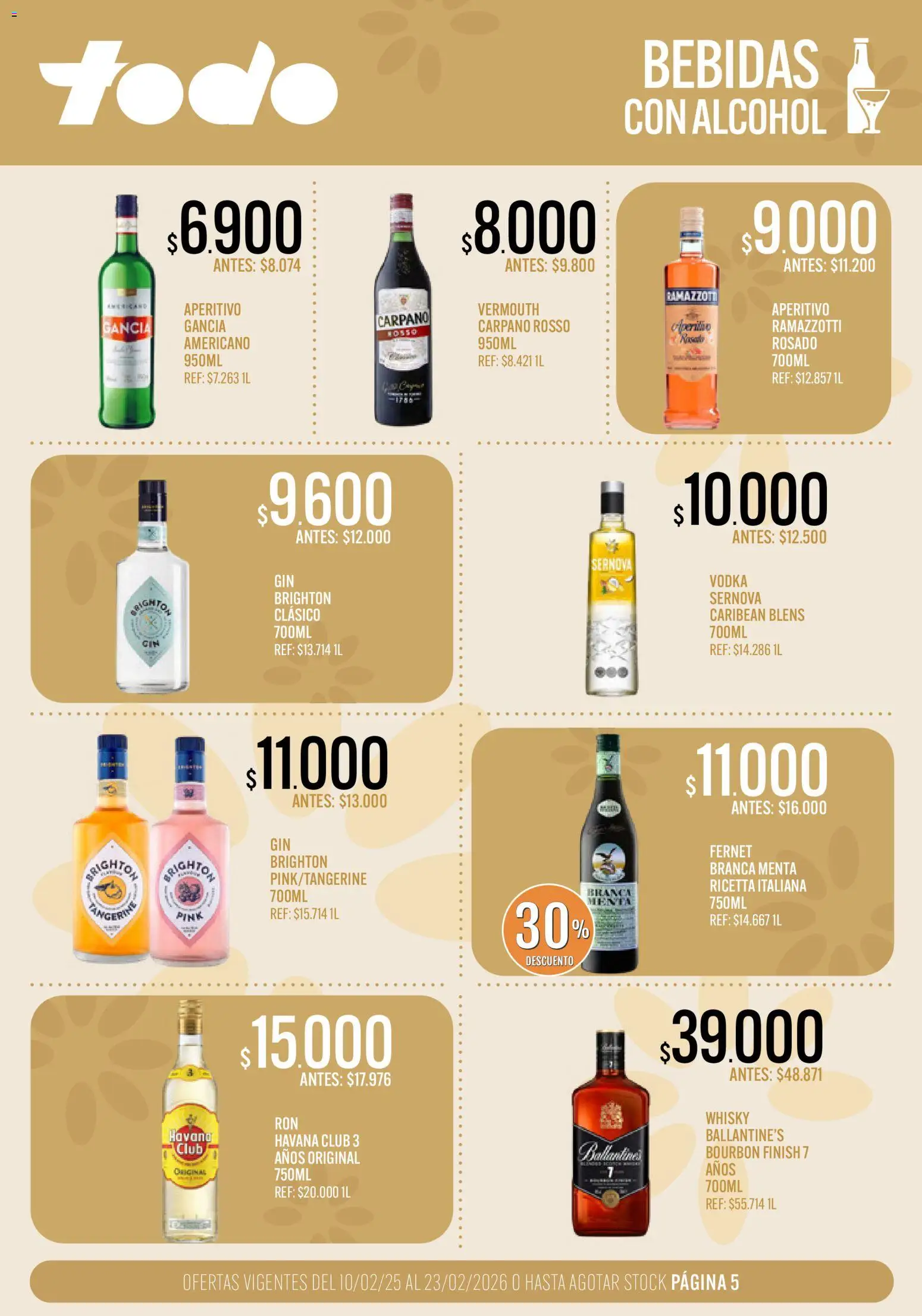 Supermercados TODO - Ofertas │ válido desde el 10.02.2026 | Página: 5 | Productos: Vodka, Whisky, Fernet