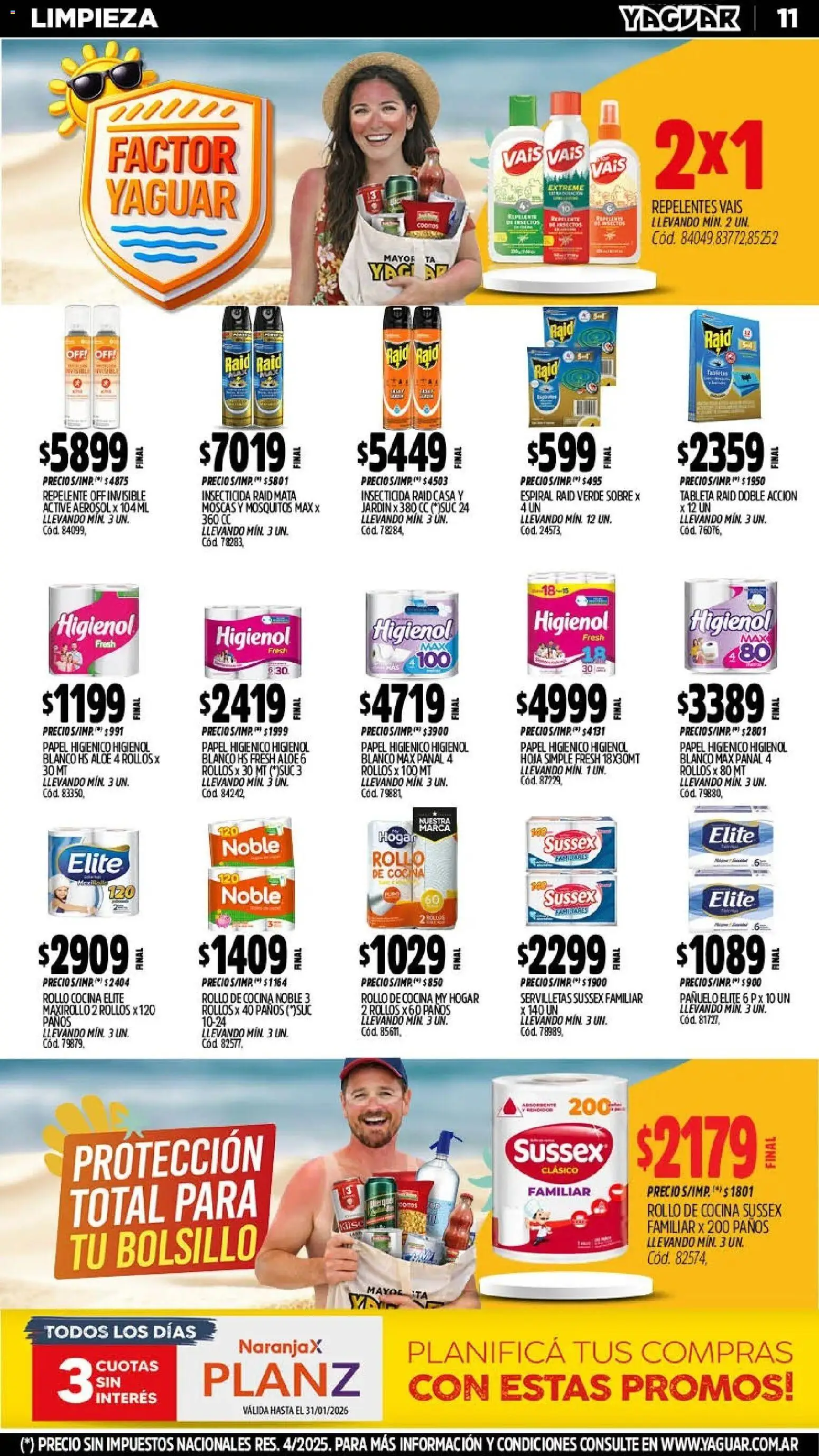 Yaguar catálogo │ válido desde el 26.01.2026 | Página: 11 | Productos: Repelente, Cocina, Servilletas, Sobre