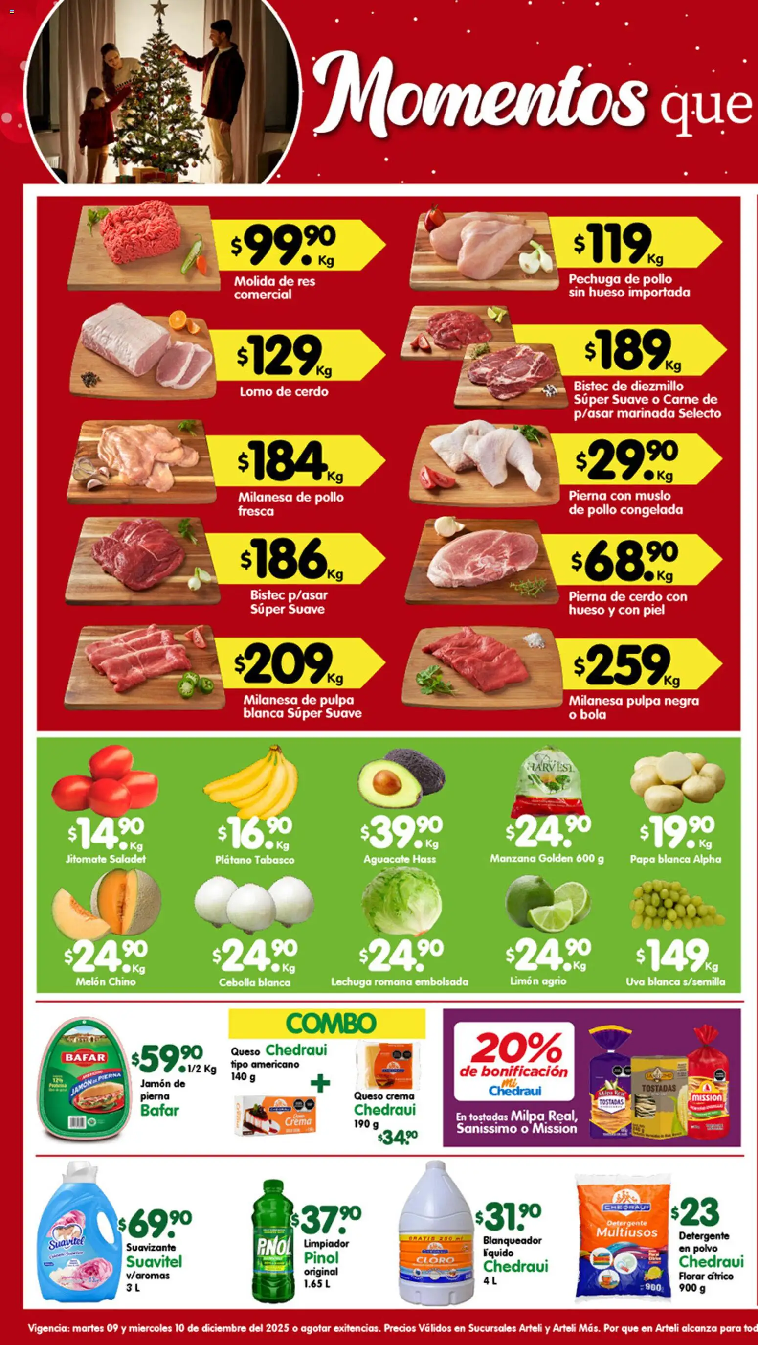 Nuevas ofertas de Arteli válidas en toda la República Mexicana desde el 09.12.2025. ¡Encuentra las mejores ofertas en Arteli folleto Tuxpan! | Página: 1 | Productos: Plátano, Limón, Cerdo, Suavizante