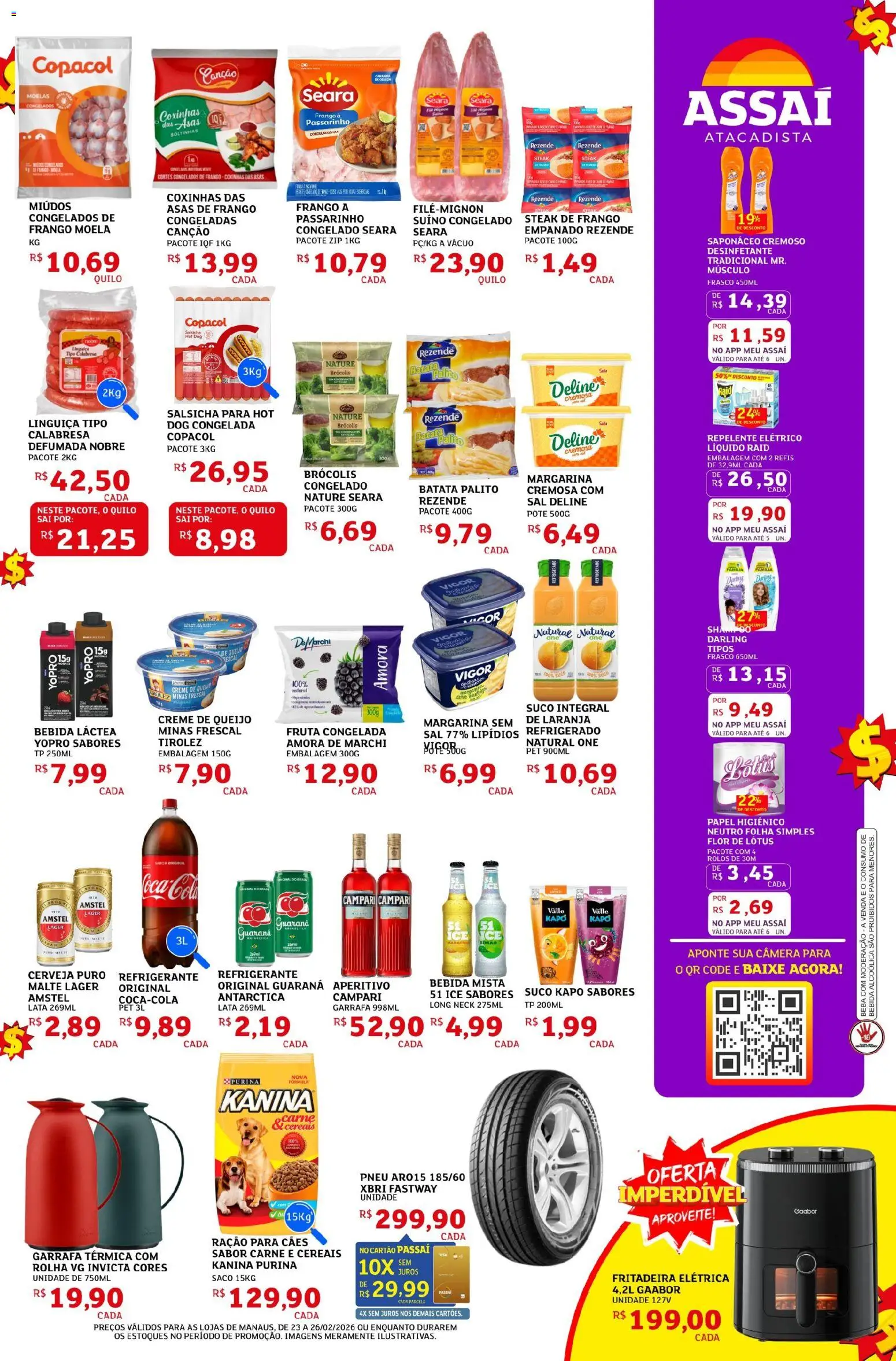 Assaí Atacadista Folheto - válido de 23.02.2026 | Página: 3 | Produtos: Guaraná, Filé mignon, Saponáceo, Papel higiênico