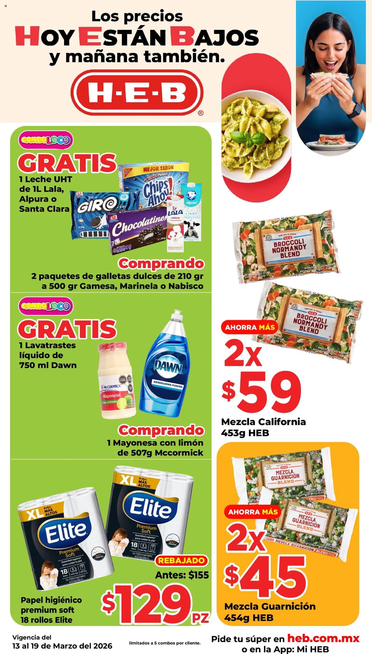 Nuevas ofertas de H-E-B válidas en toda la República Mexicana desde el 13.03.2026. ¡Encuentra las mejores ofertas en H-E-B folleto! | Página: 8 | Productos: Limón, Leche, Dulces, Papel higiénico