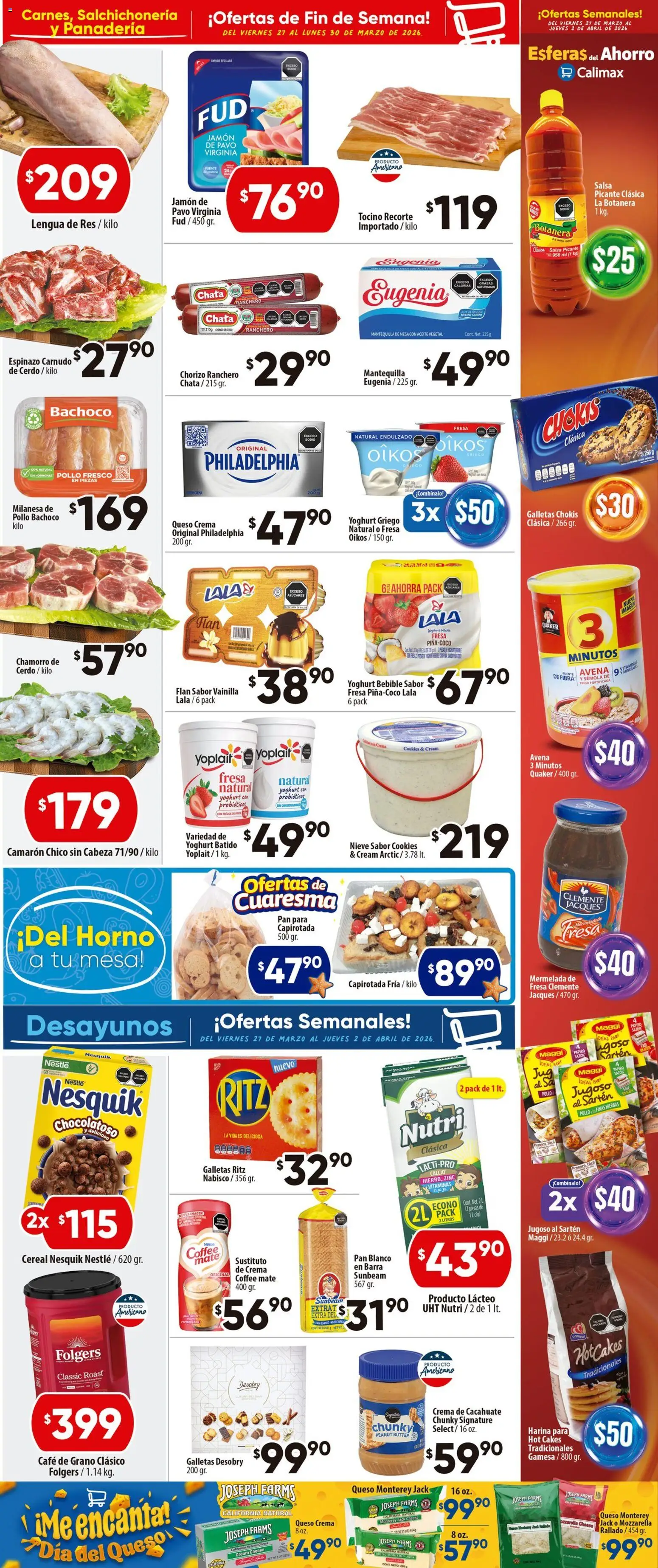 Nuevas ofertas de Calimax válidas en toda la República Mexicana desde el 27.03.2026. ¡Encuentra las mejores ofertas en Calimax folleto Rosarito! | Página: 2 | Productos: Pan, Galletas, Mermelada, Panadería