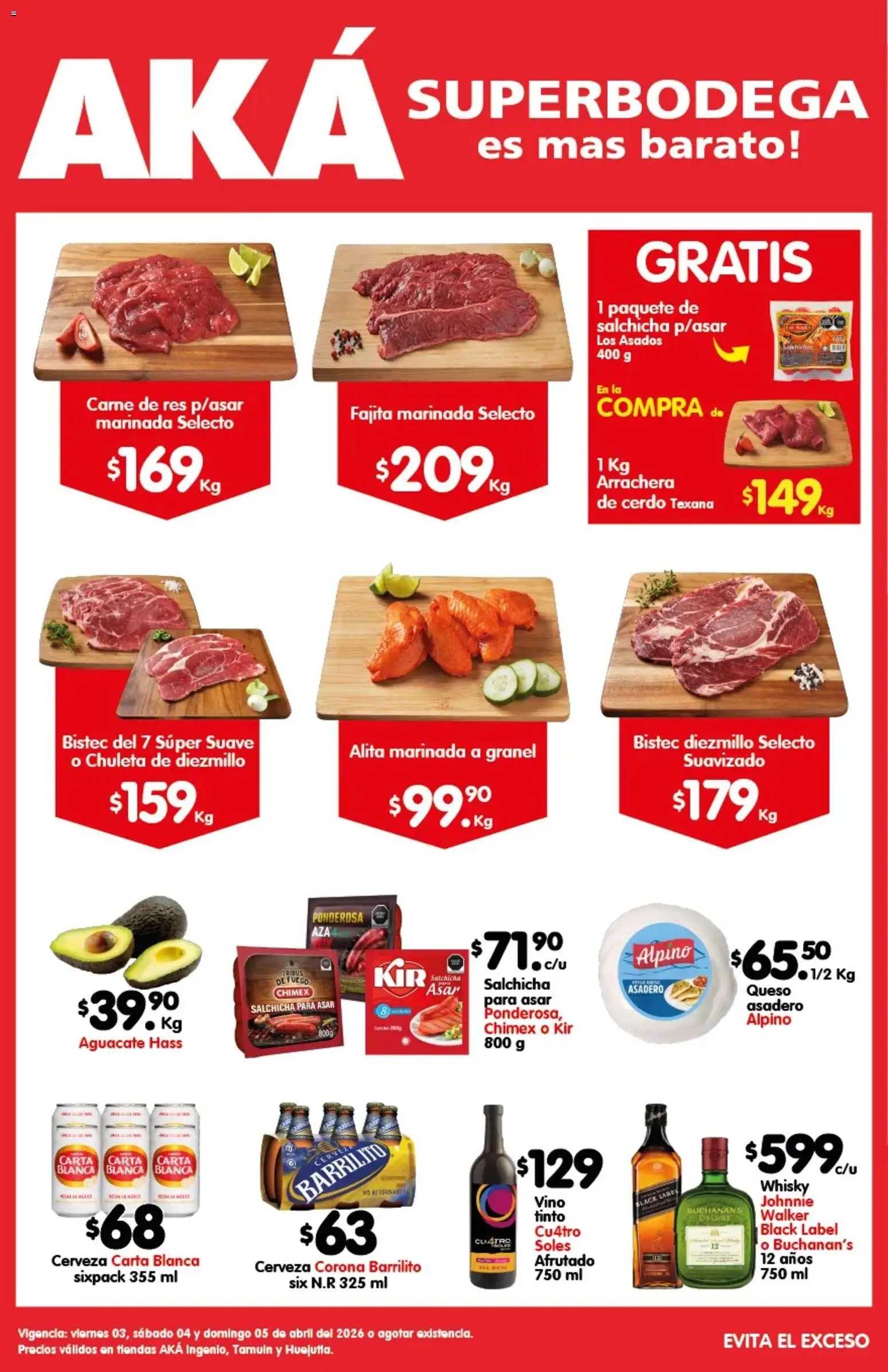 Nuevas ofertas de Arteli válidas en toda la República Mexicana desde el 03.04.2026. ¡Encuentra las mejores ofertas en Arteli folleto Carnita Asada Aká Superbodegas Foraneas! | Página: 1 | Productos: Aguacate, Cerveza, Res, Whisky