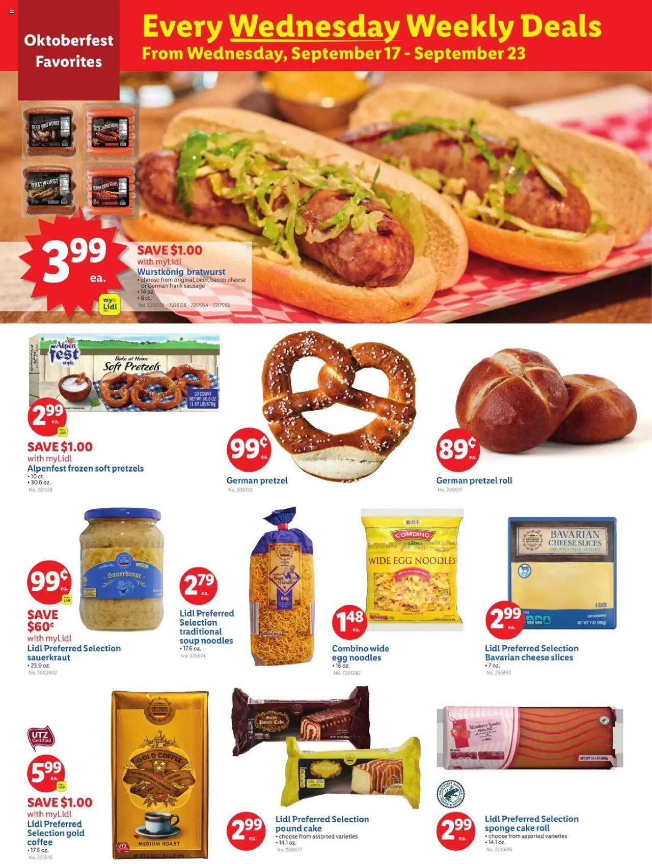 Lidl Weekly Ad - GA - valid from 17.09.2025 | Page: 4 | Products: Cheese, Beer, Noodles, Sausage