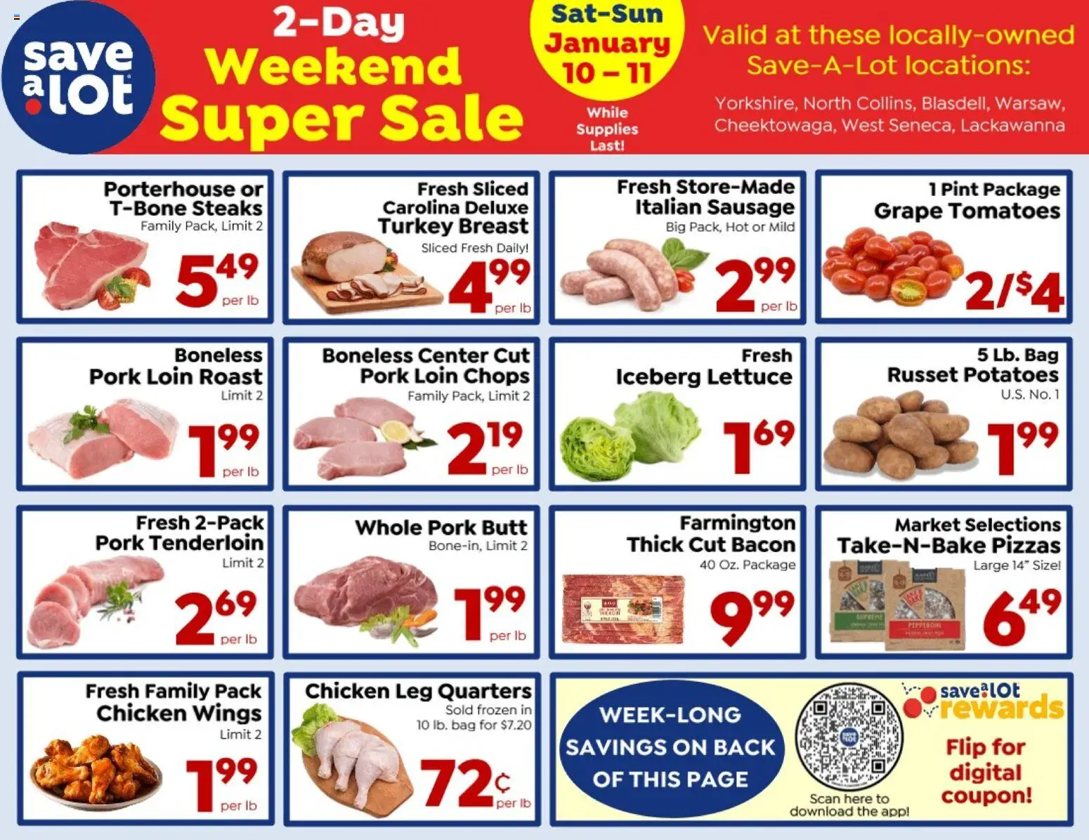Save a Lot Special Promotion - valid from 10.01.2026 | Page: 1 | Products: Lettuce, Pork, Tomatoes, Sausage