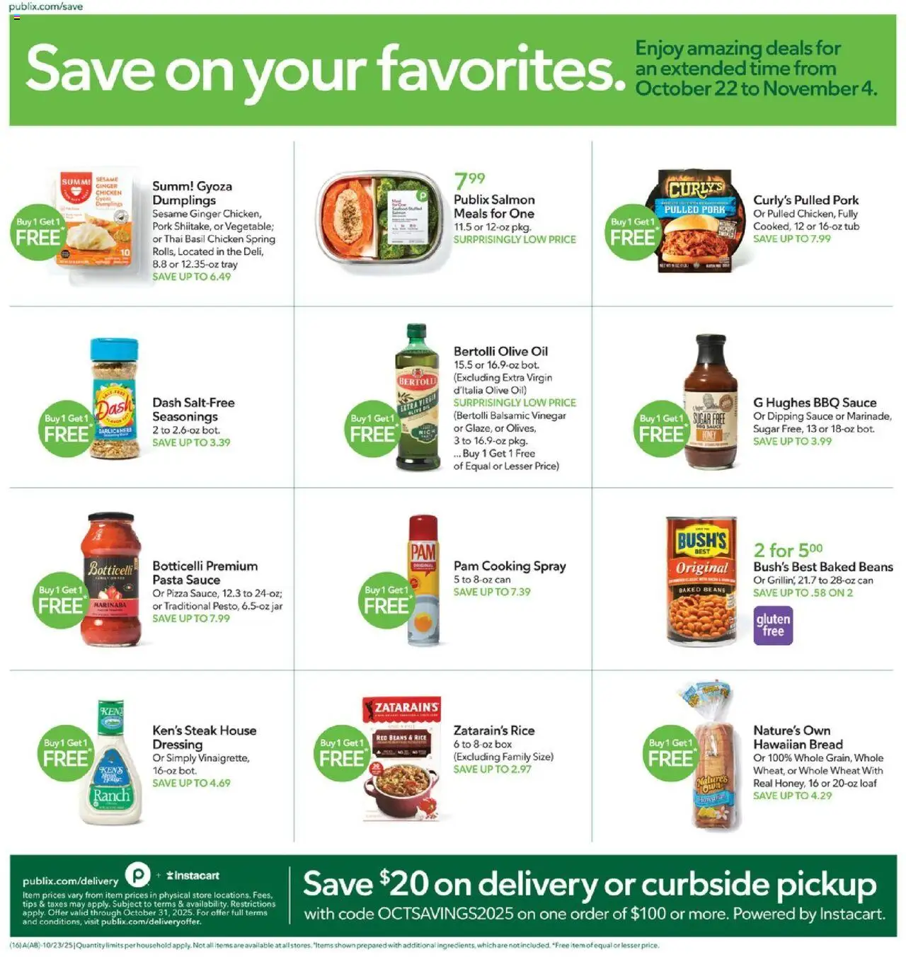 Publix Weekly Ad - valid from 22.10.2025 | Page: 16 | Products: Ginger, Oil, Pasta, Sauce