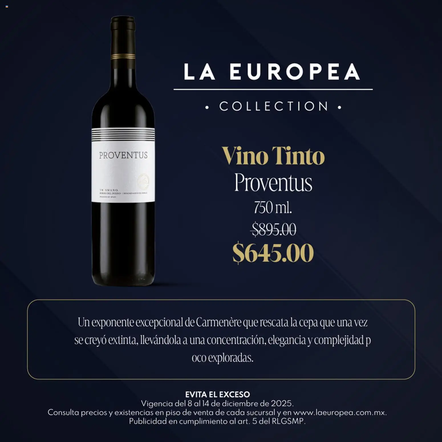 Nuevas ofertas de La Europea válidas en toda la República Mexicana desde el 08.12.2025. ¡Encuentra las mejores ofertas en La Europea catálogo Grandes Vinos! | Página: 5 | Productos: Vino